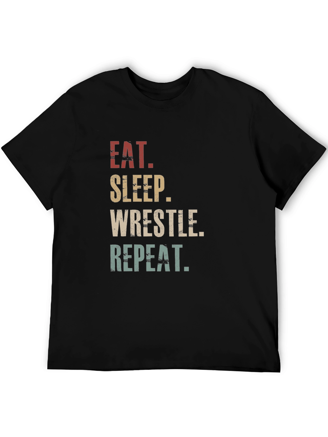 Black Eat Sleep Wrestle Repeat Graphic T-Shirt view 5