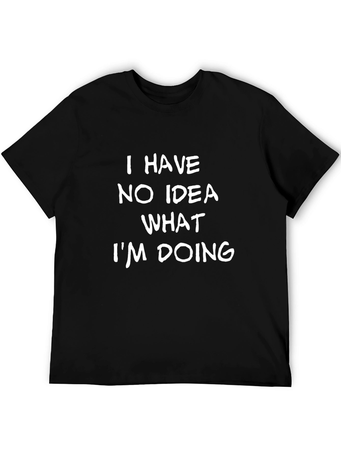 Black Funny 'No Idea' Graphic Tee - Black Cotton T-Shirt view 5