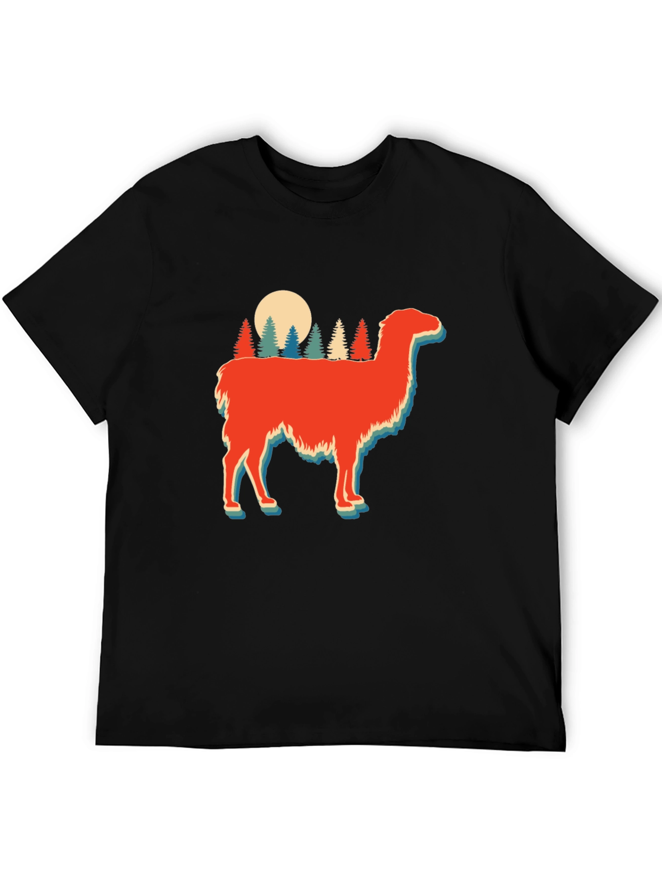 Black Retro Llama Forest Graphic Tee view 5