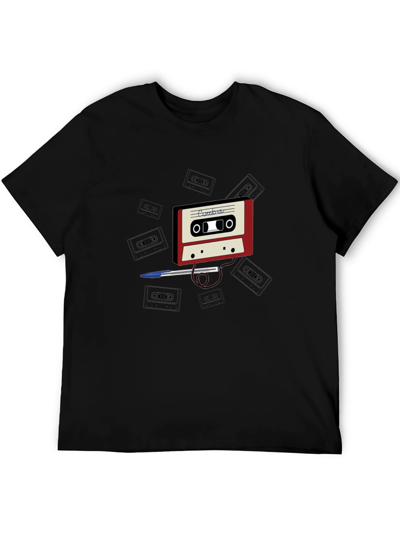 Black Retro Cassette Tape T-Shirt - Classic Design view 5