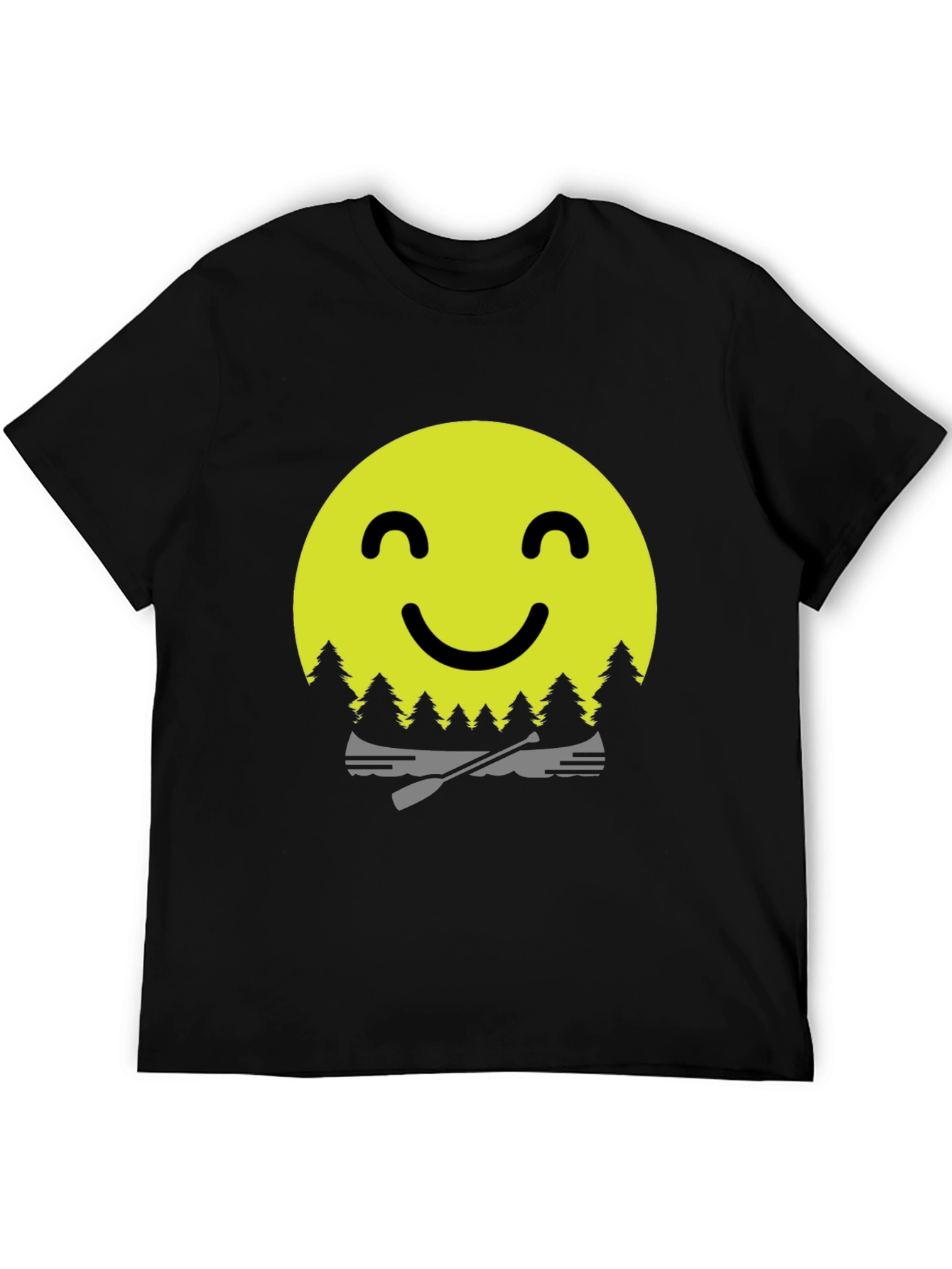 Black Smiley Face Camping T-Shirt - Adventure Awaits! view 5