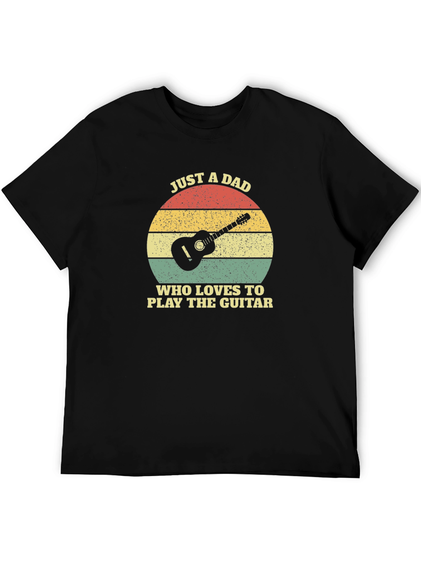 Black Just A Dad Who Loves to Play Guitar T-Shirt view 5