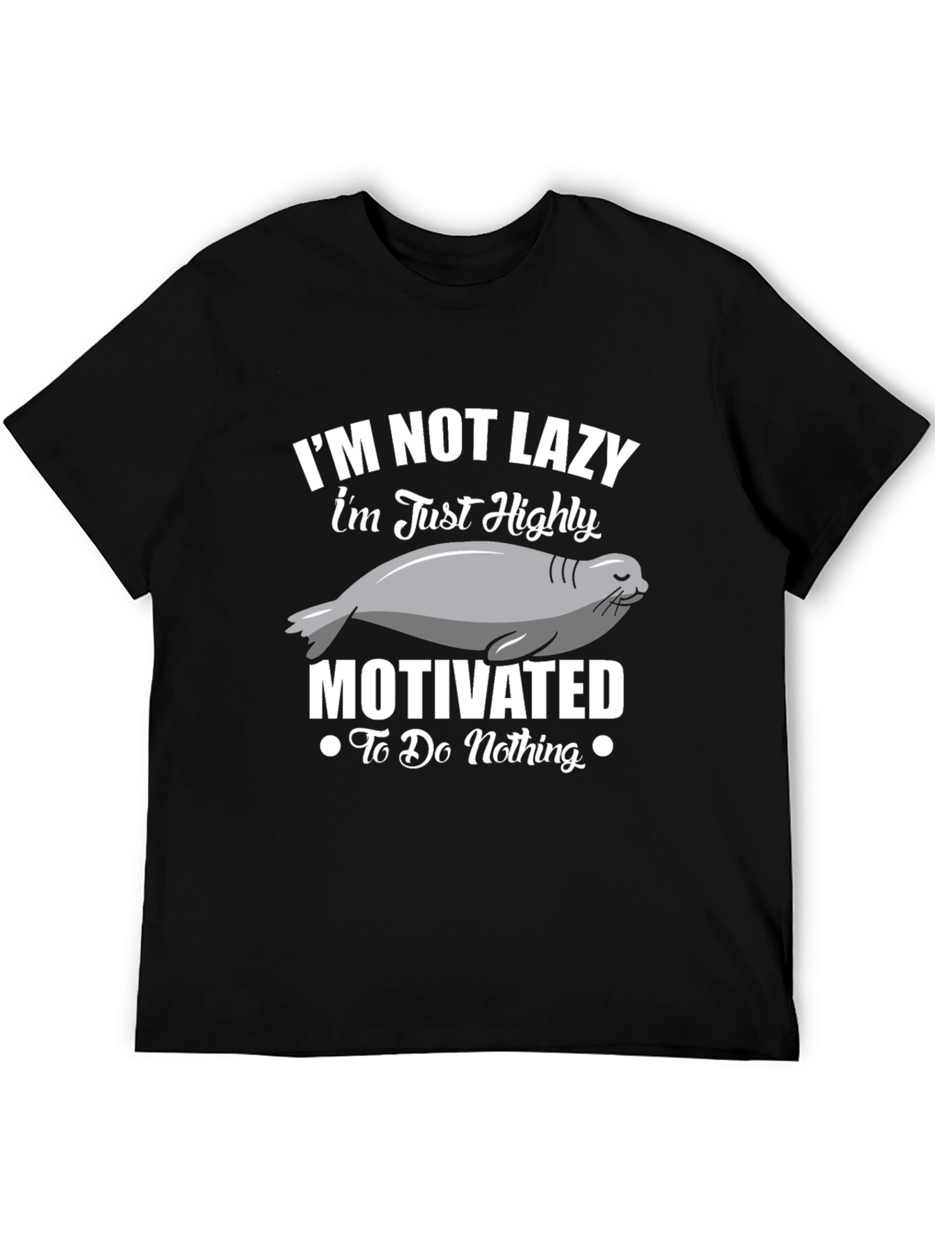 Black I'm Not Lazy T-Shirt, Funny Seal Tee view 5