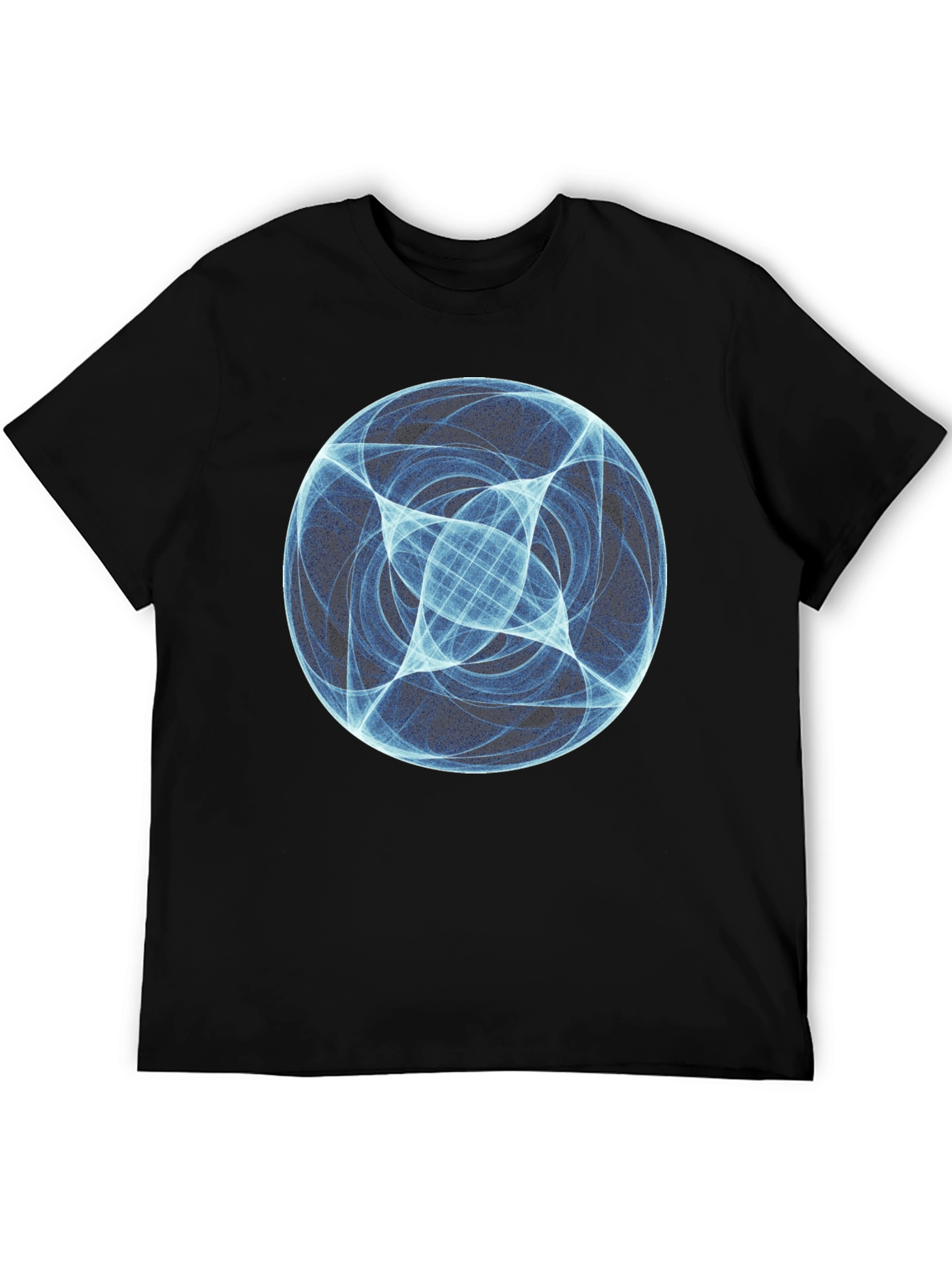 Black Abstract Blue Orb Graphic Black T-Shirt view 5