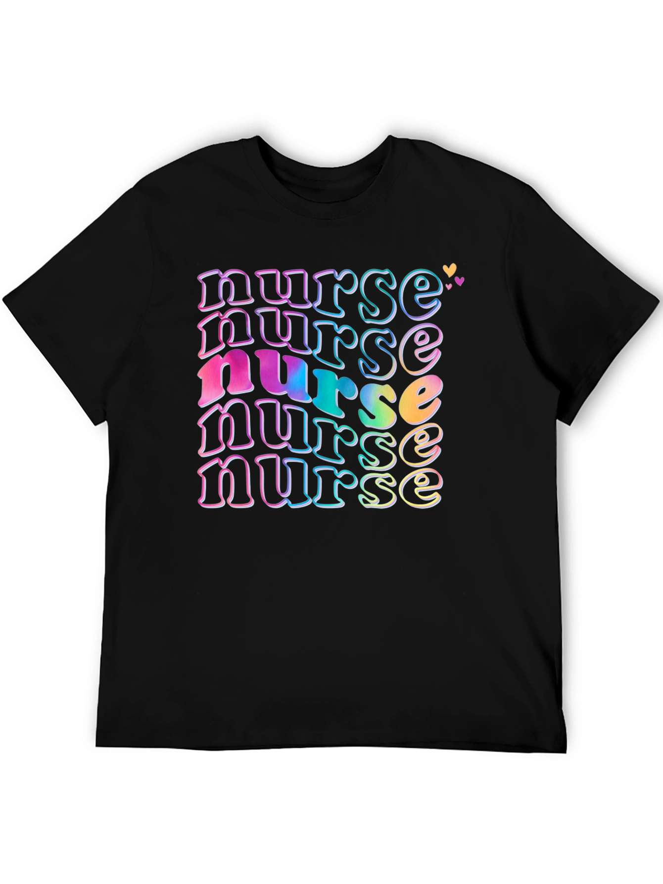 Black Retro Nurse T-Shirt, Colorful Graphic Tee view 5