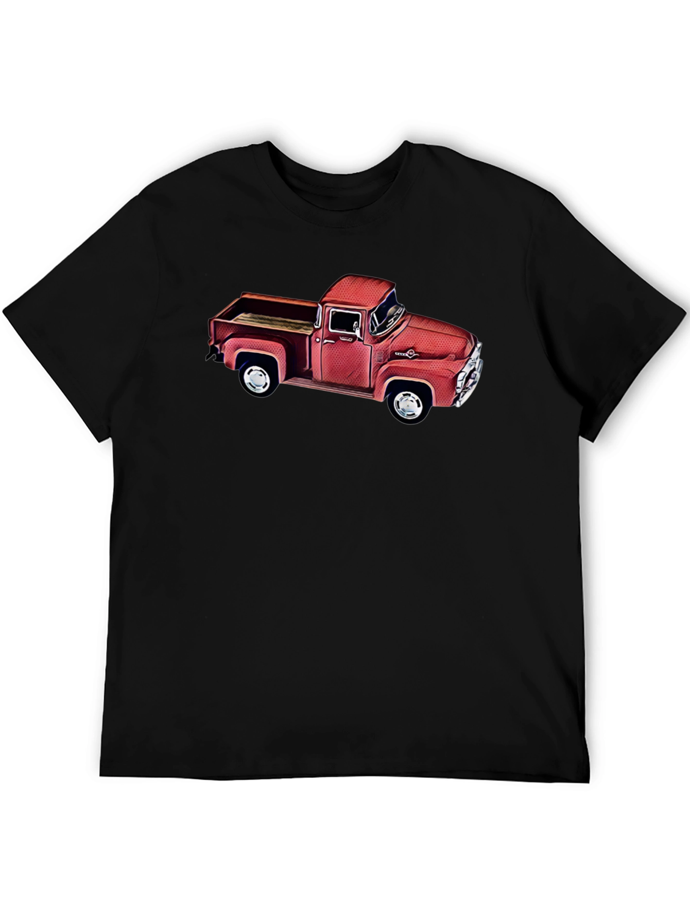 Black Vintage Red Truck Graphic T-Shirt - Classic Car Tee view 5