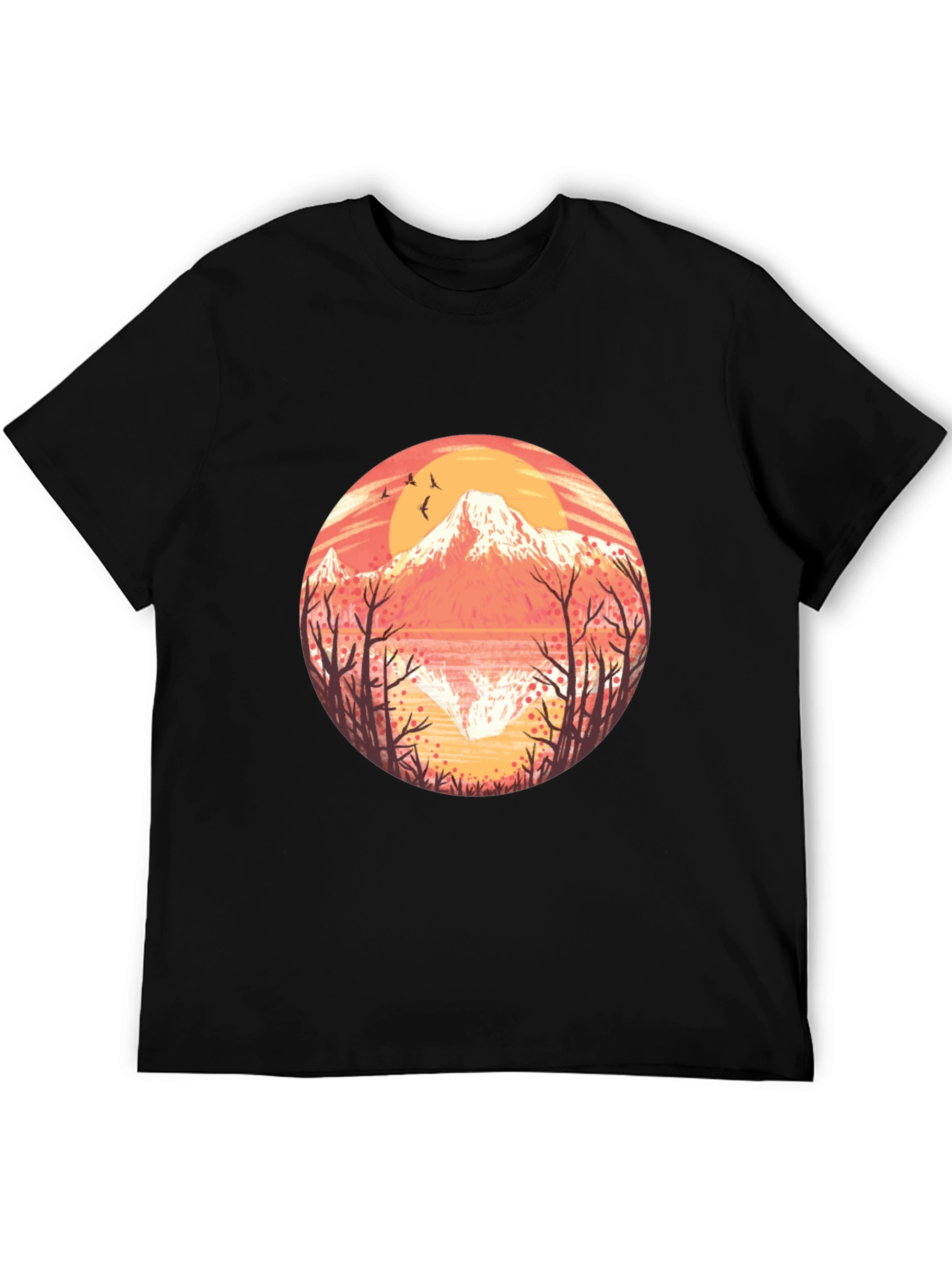 Black Mountain Sunset Graphic Tee - Black Cotton T-Shirt view 5