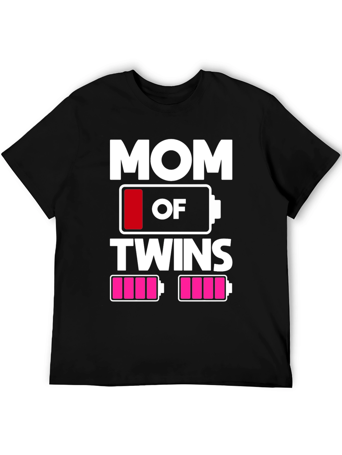 Black Mom of Twins T-Shirt - Low Battery Design view 5