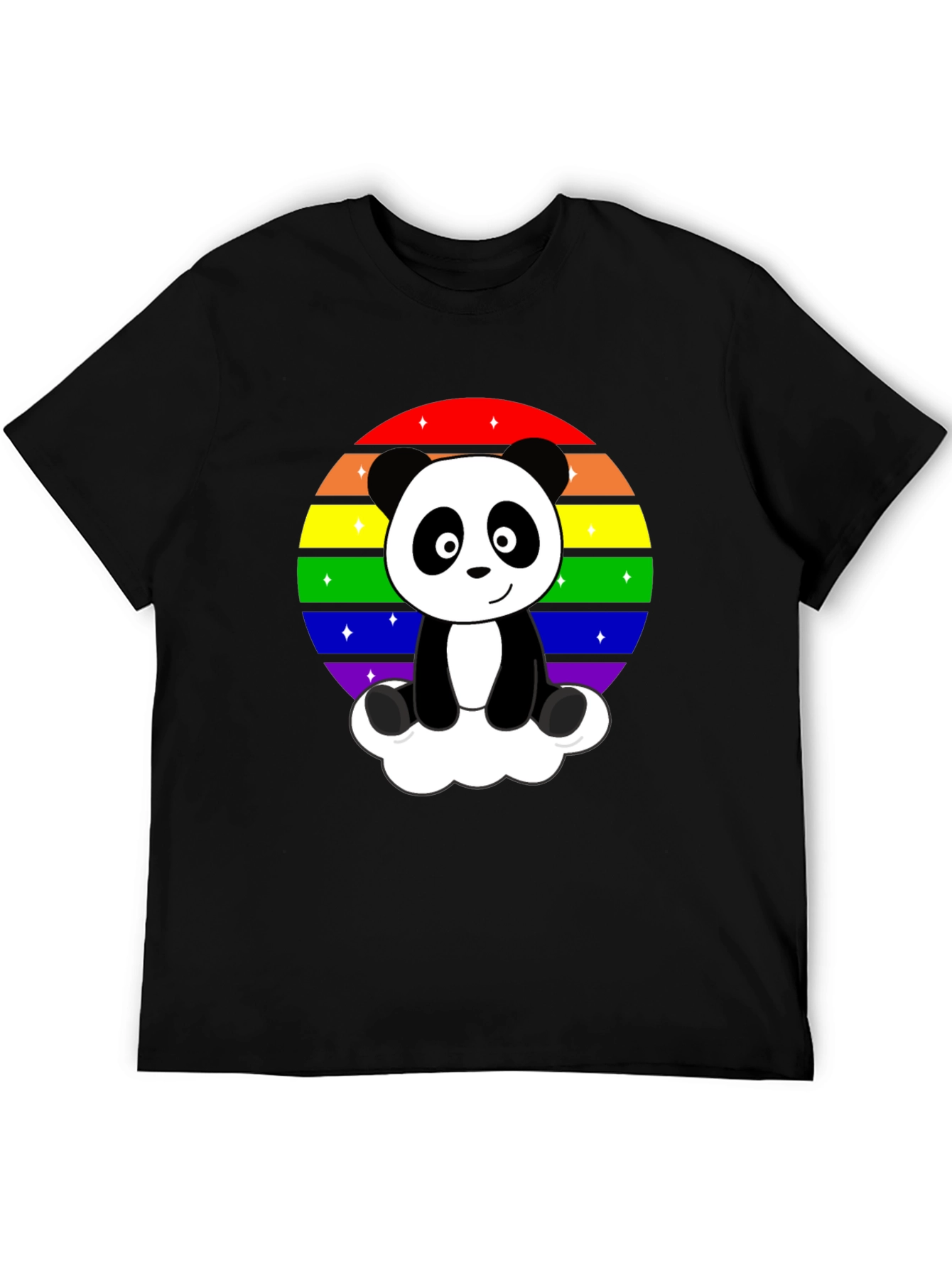 Black Rainbow Panda Graphic Tee view 5