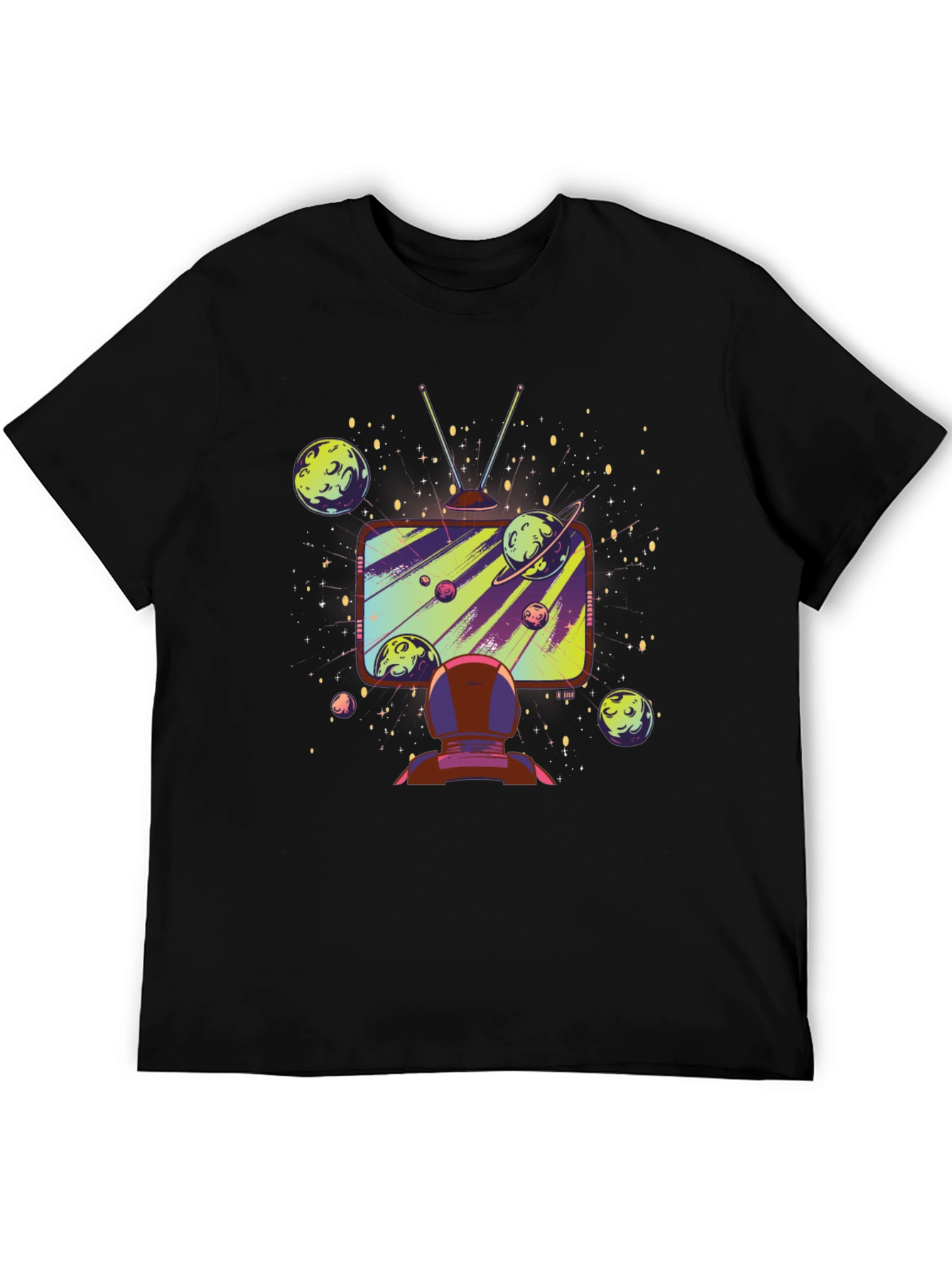Black Astronaut Galaxy TV T-Shirt - Space Observer view 5