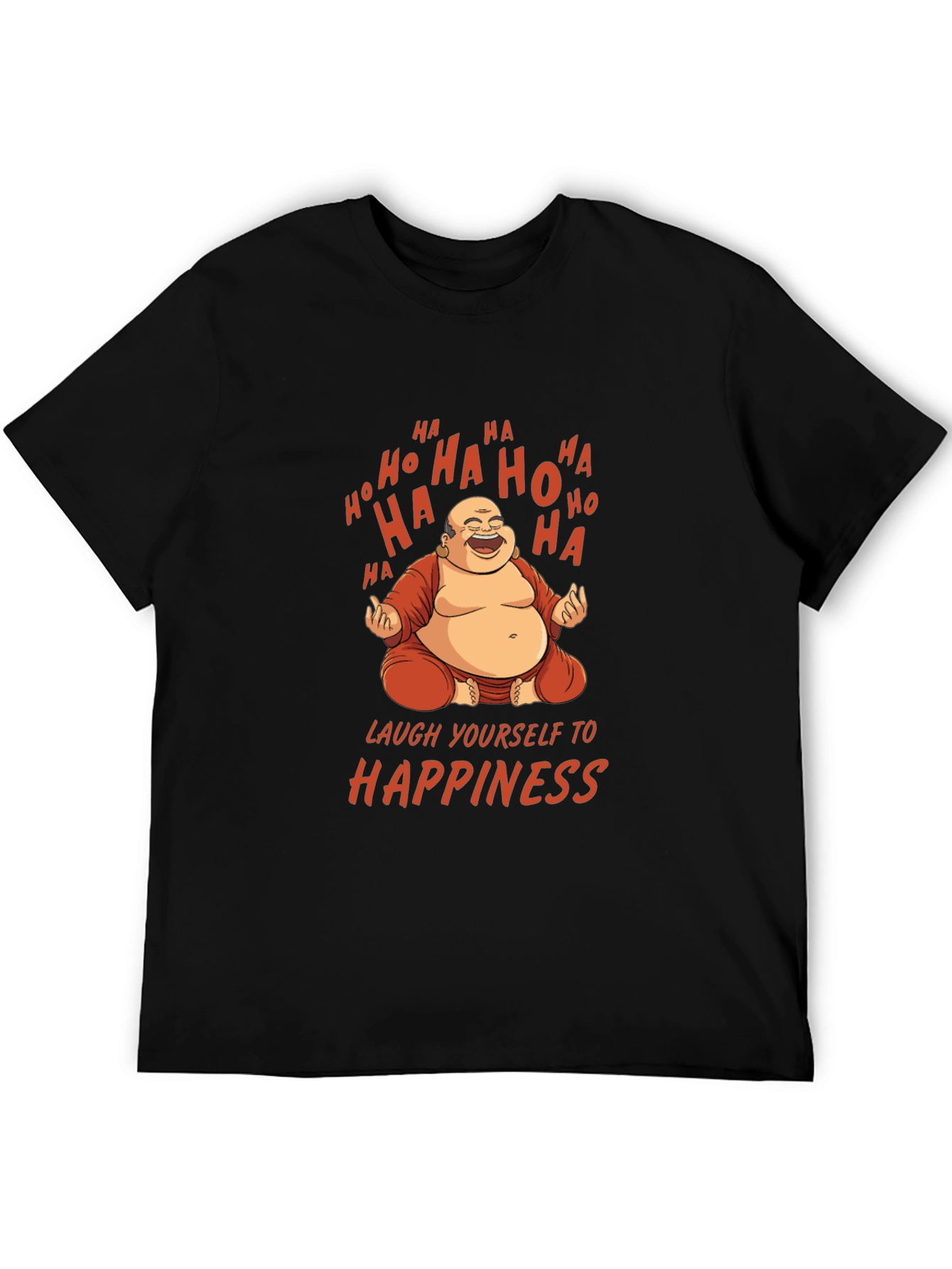 Black Laughing Buddha Graphic Tee - 'Happiness' view 5