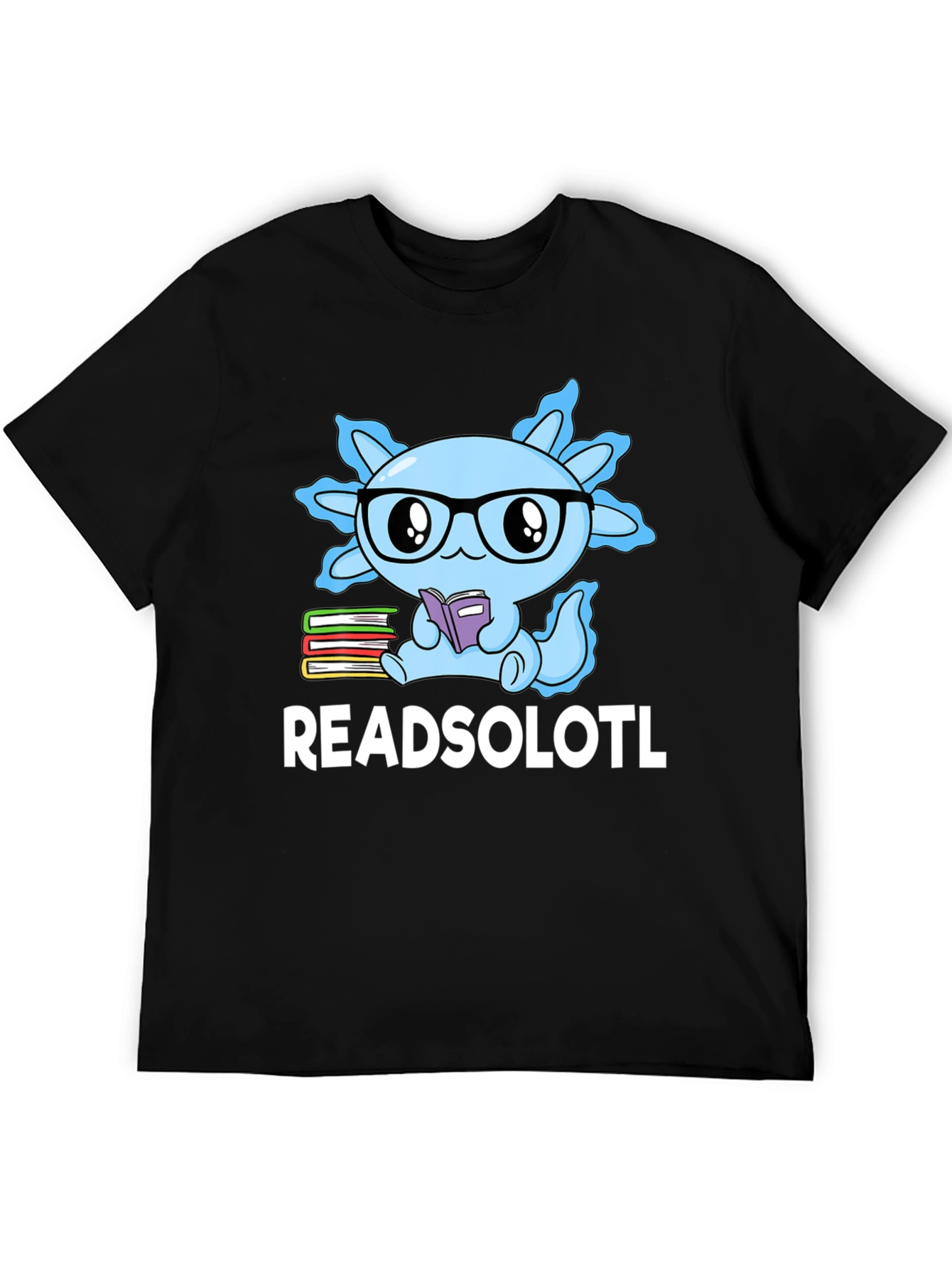 Black Readsolotl T-Shirt - Axolotl Reading Tee view 5