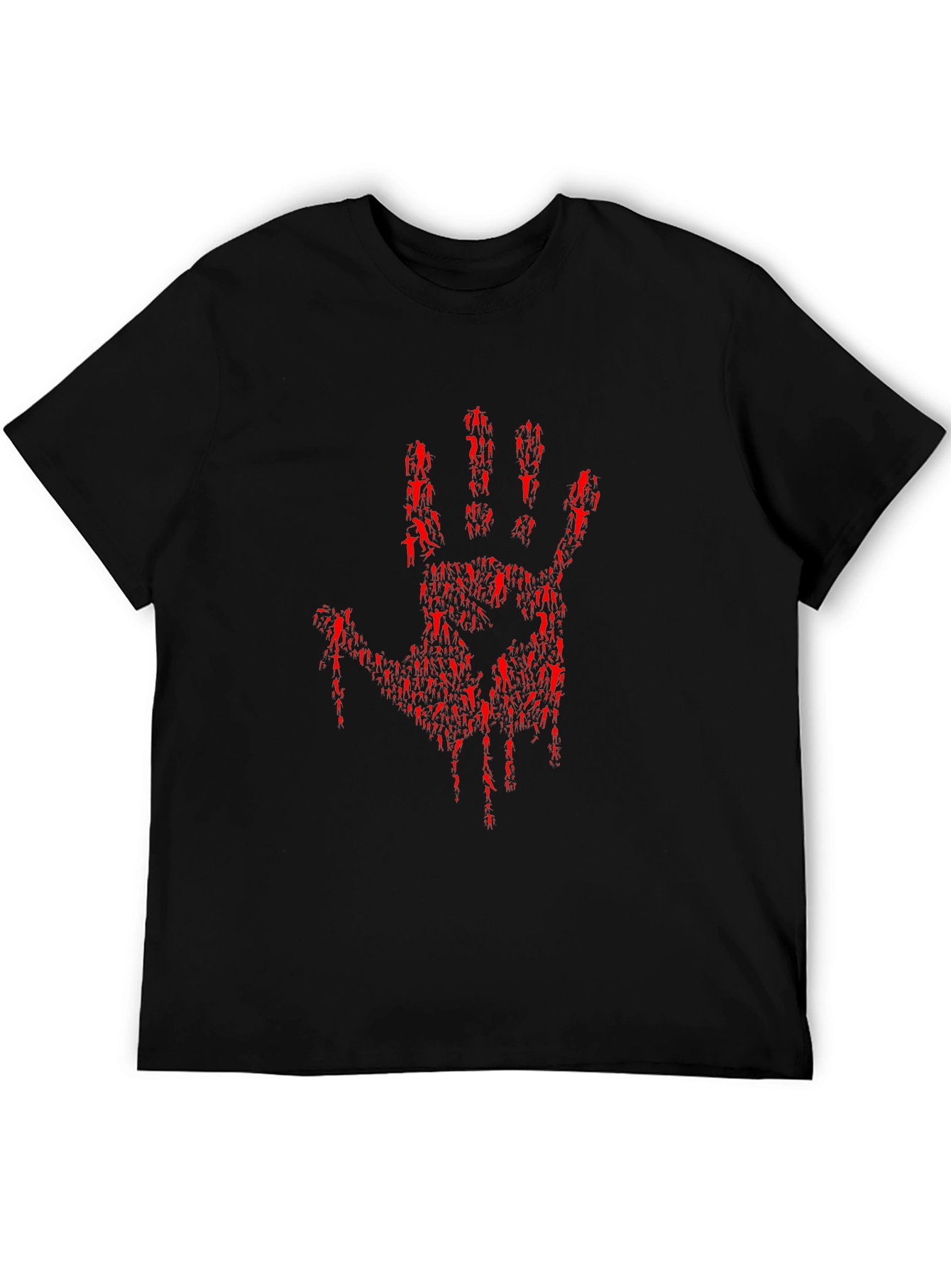 Bloody Hand Print Graphic Tee - Black - 5
