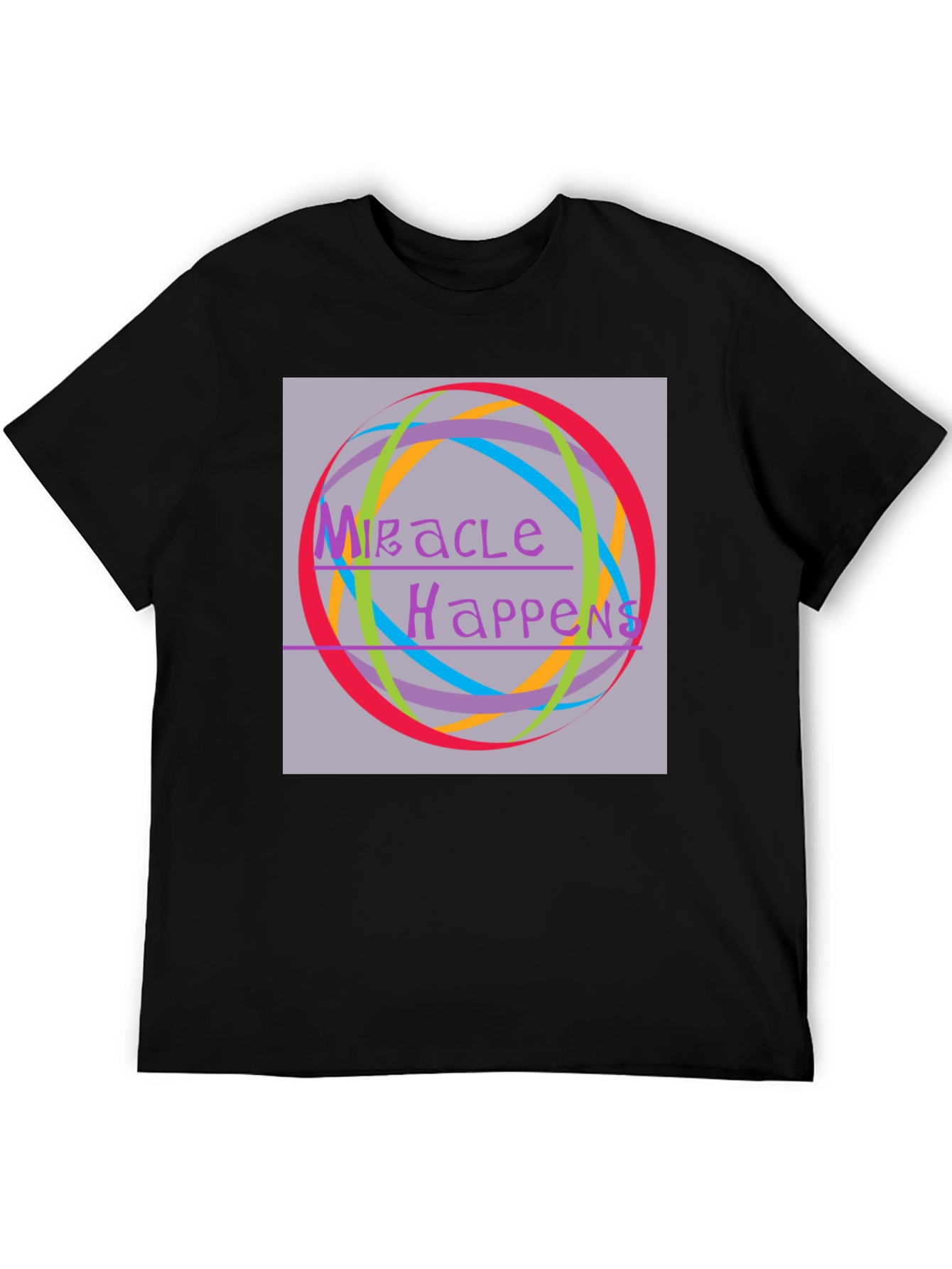 Black Miracle Happens Graphic Tee - Unisex Black T-Shirt view 5
