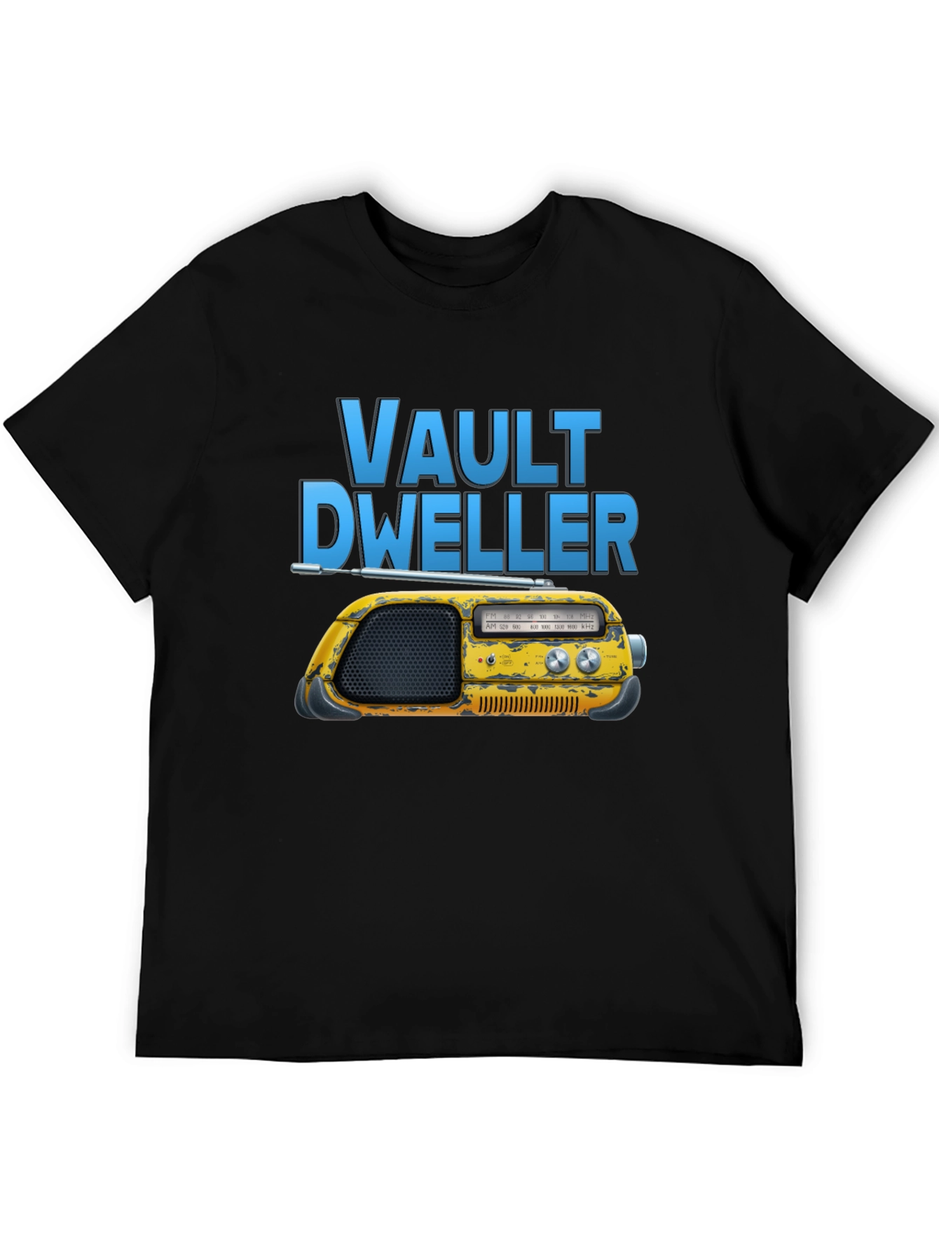 Black Vault Dweller Radio T-Shirt - Black Cotton Tee view 5