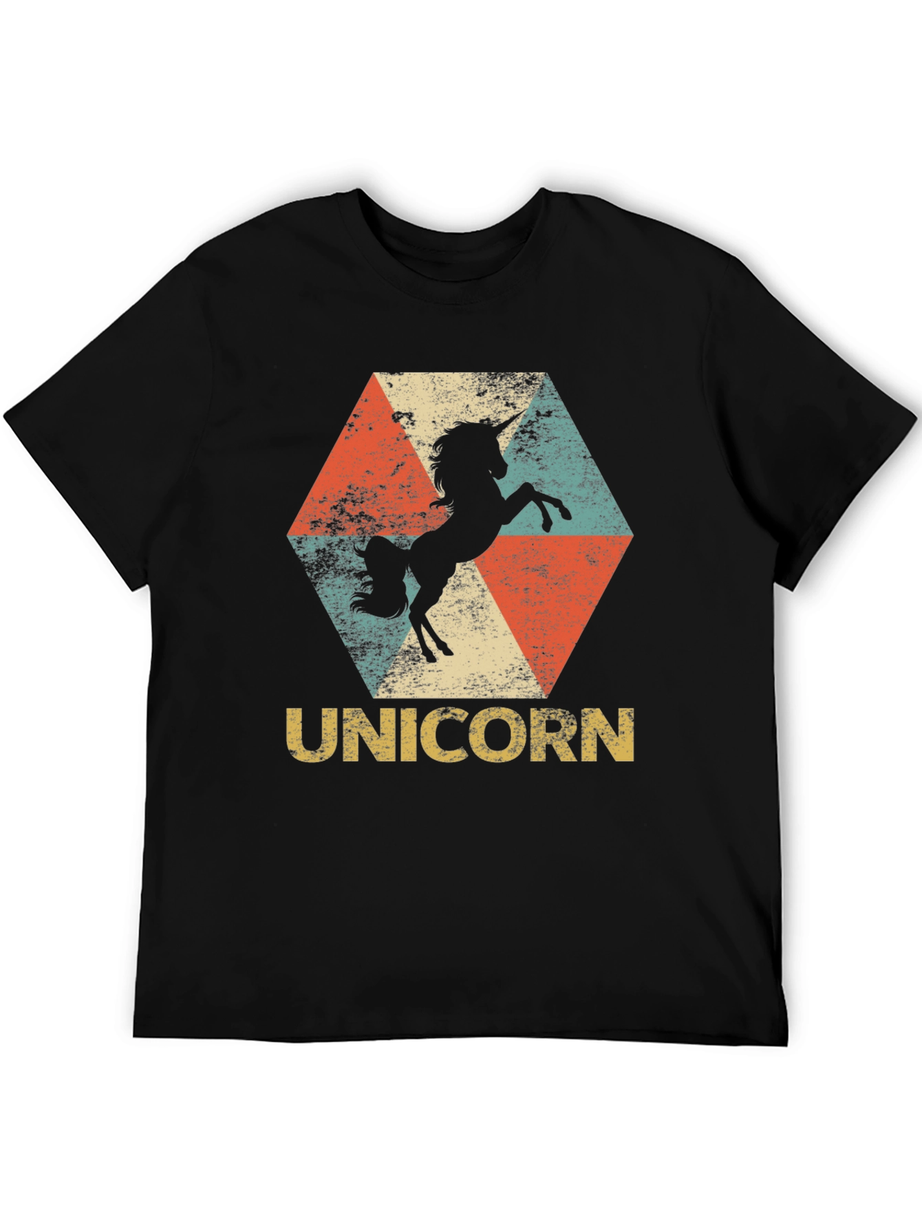 Black Retro Unicorn Graphic Tee view 5