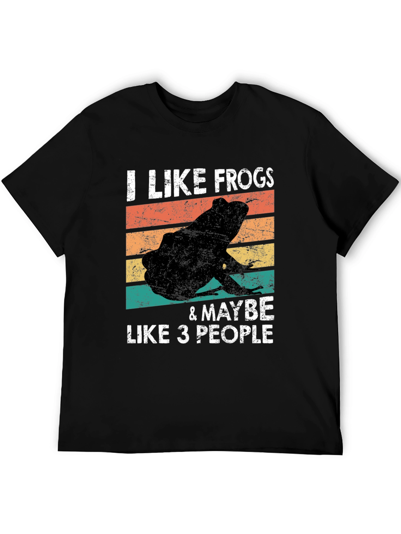 Black I Like Frogs & Maybe Like 3 People T-Shirt view 5