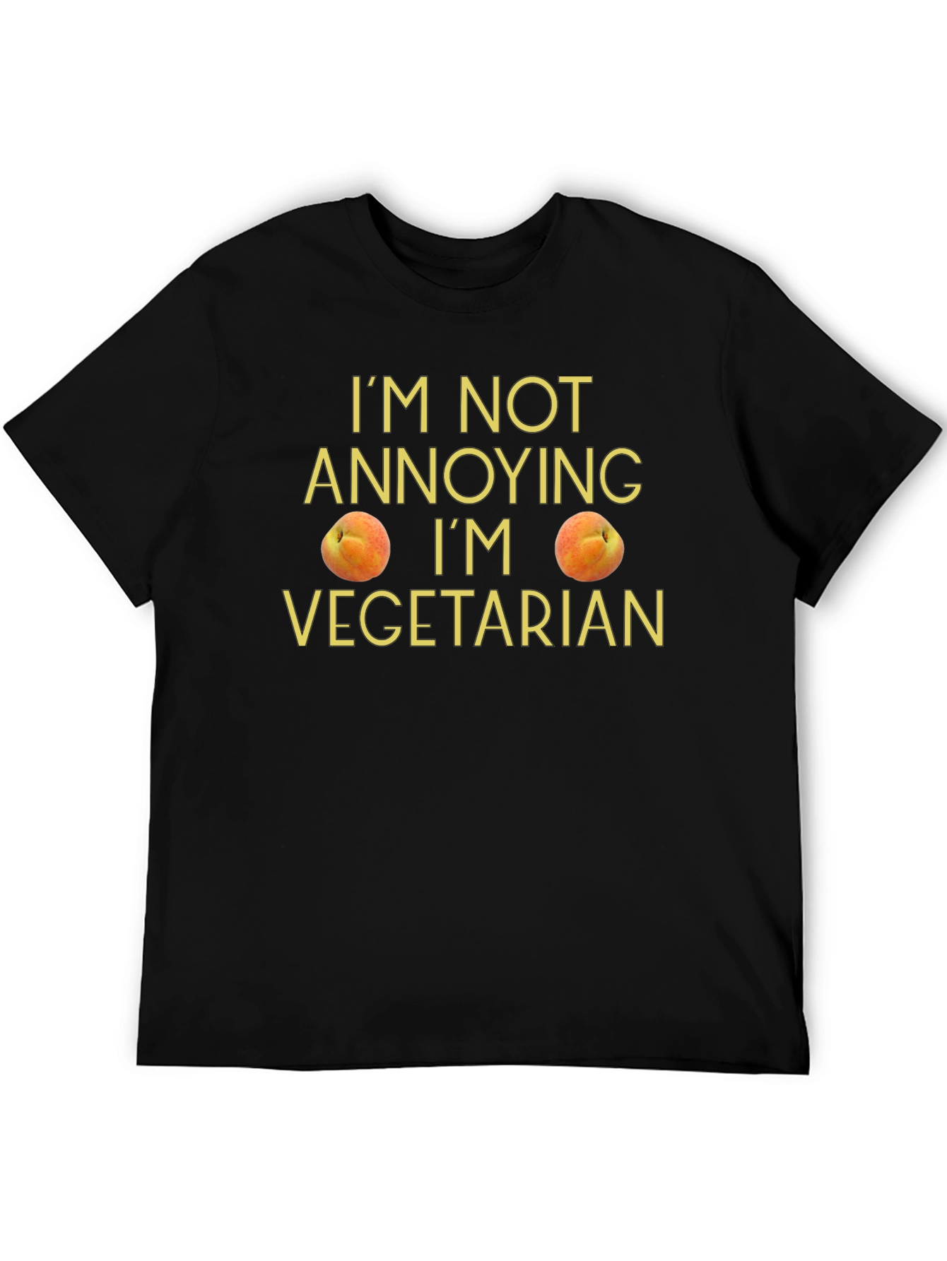 Black Vegetarian Peach Graphic T-Shirt view 5