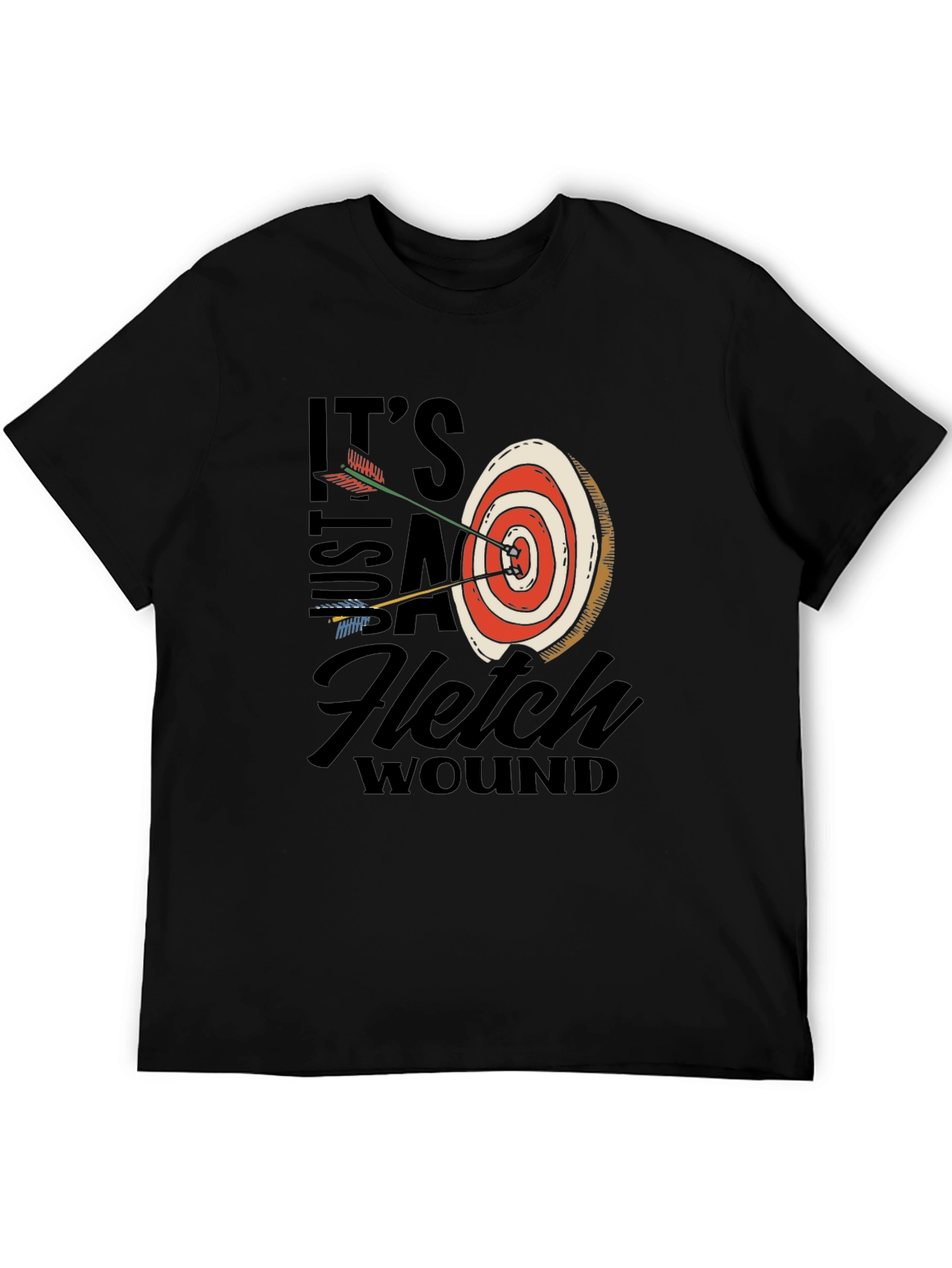 Black Archery Target T-Shirt: Just a Fletch Wound view 5