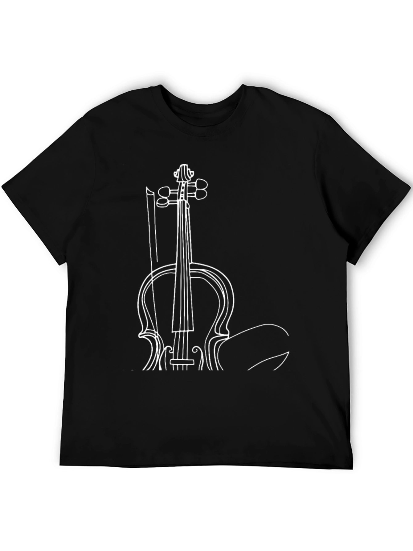 Black Musician's Black T-Shirt with Violin Print view 5
