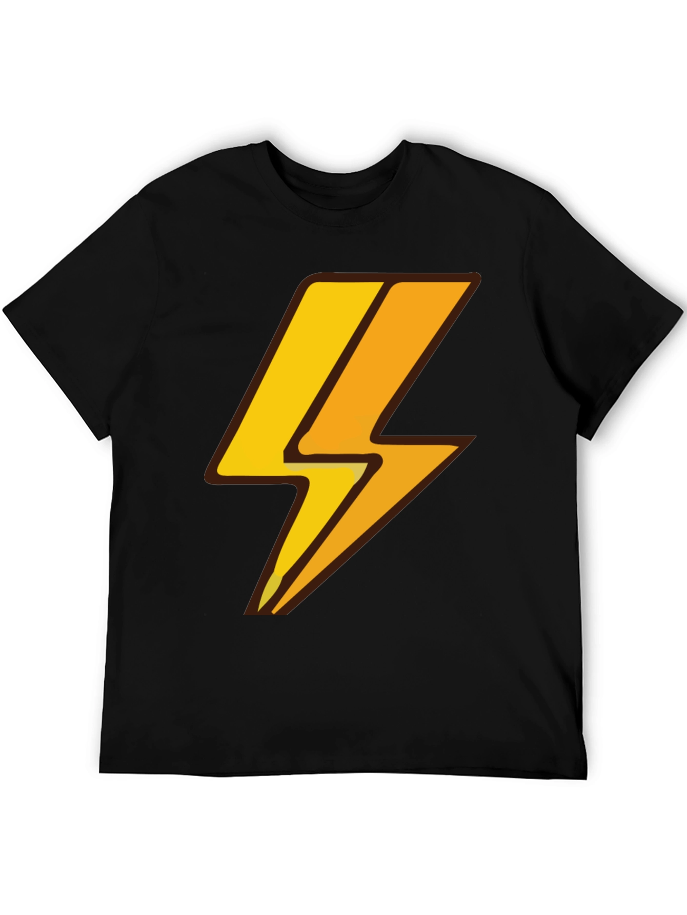 Black Lightning Bolt Graphic Tee - Black Cotton T-Shirt view 5