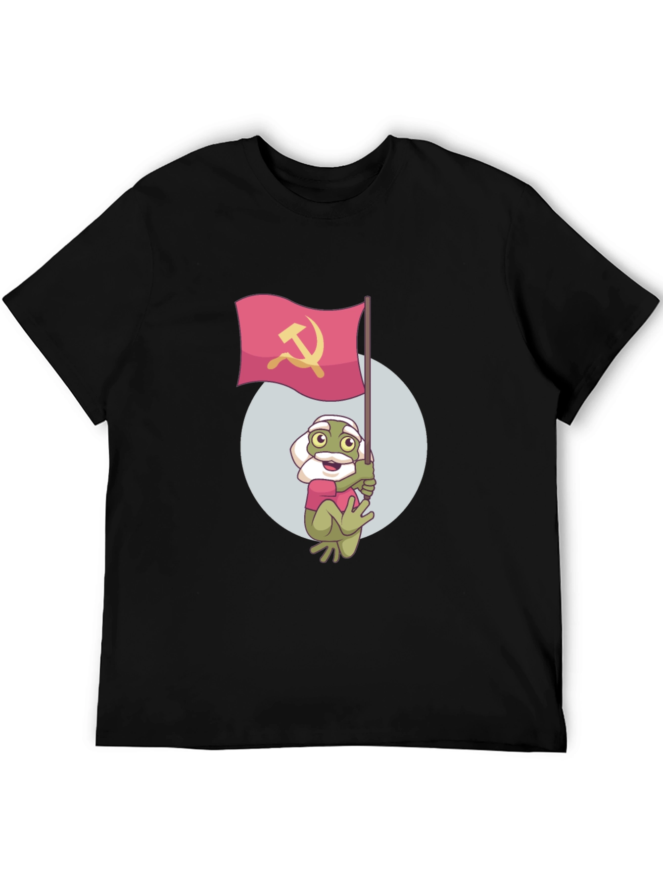 Black Frog Waving Hammer & Sickle Flag T-Shirt view 5