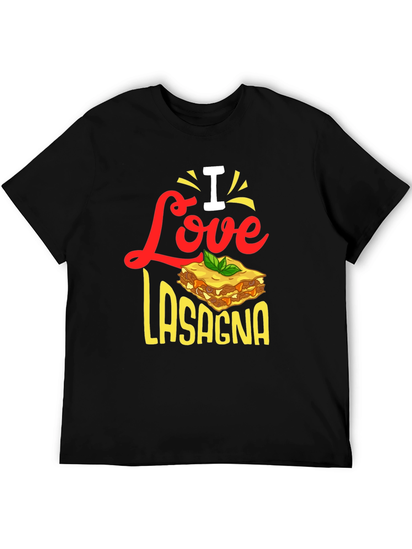 Black I Love Lasagna T-Shirt - Foodie Apparel view 5