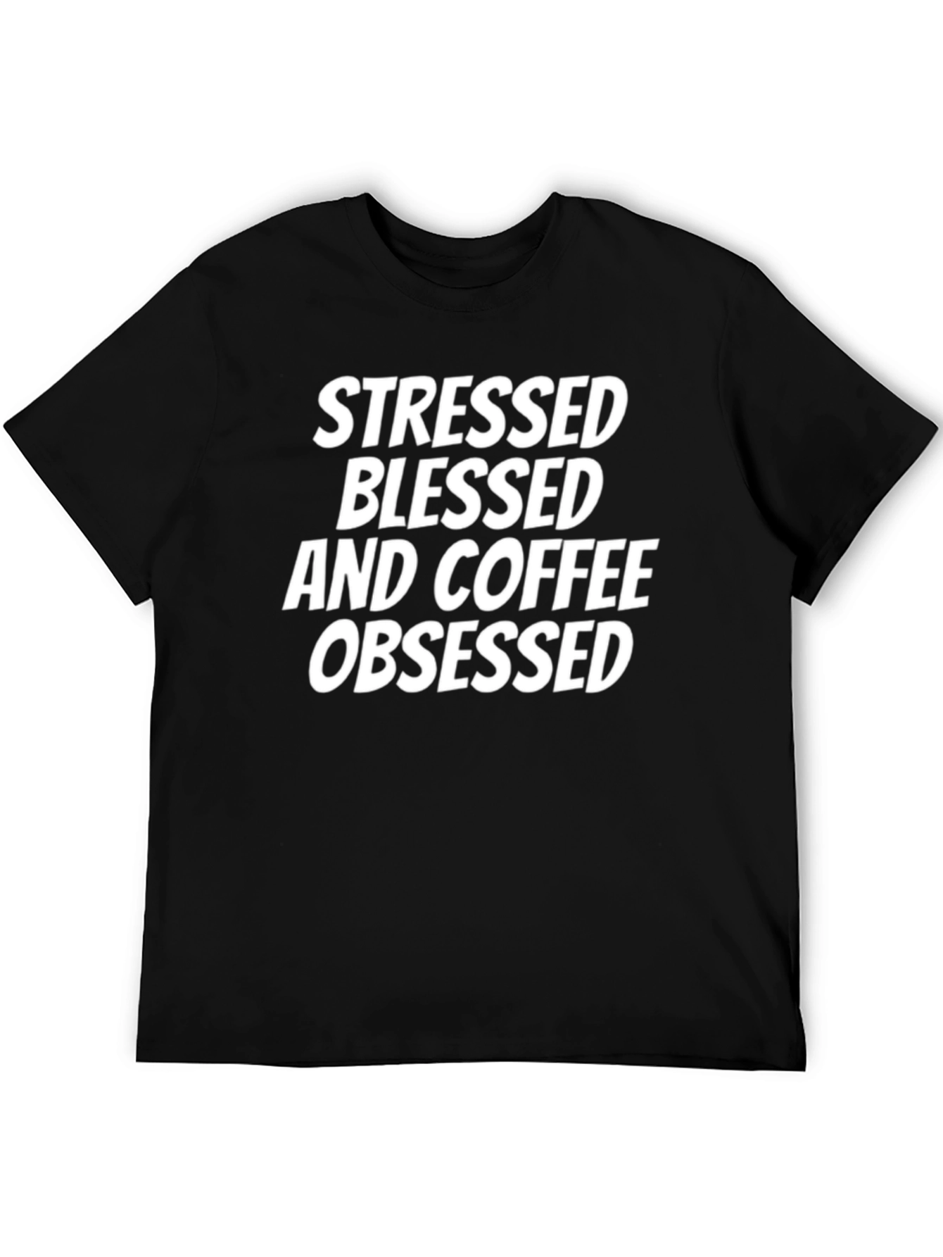 Black Stressed Blessed & Coffee Obsessed T-Shirt view 5
