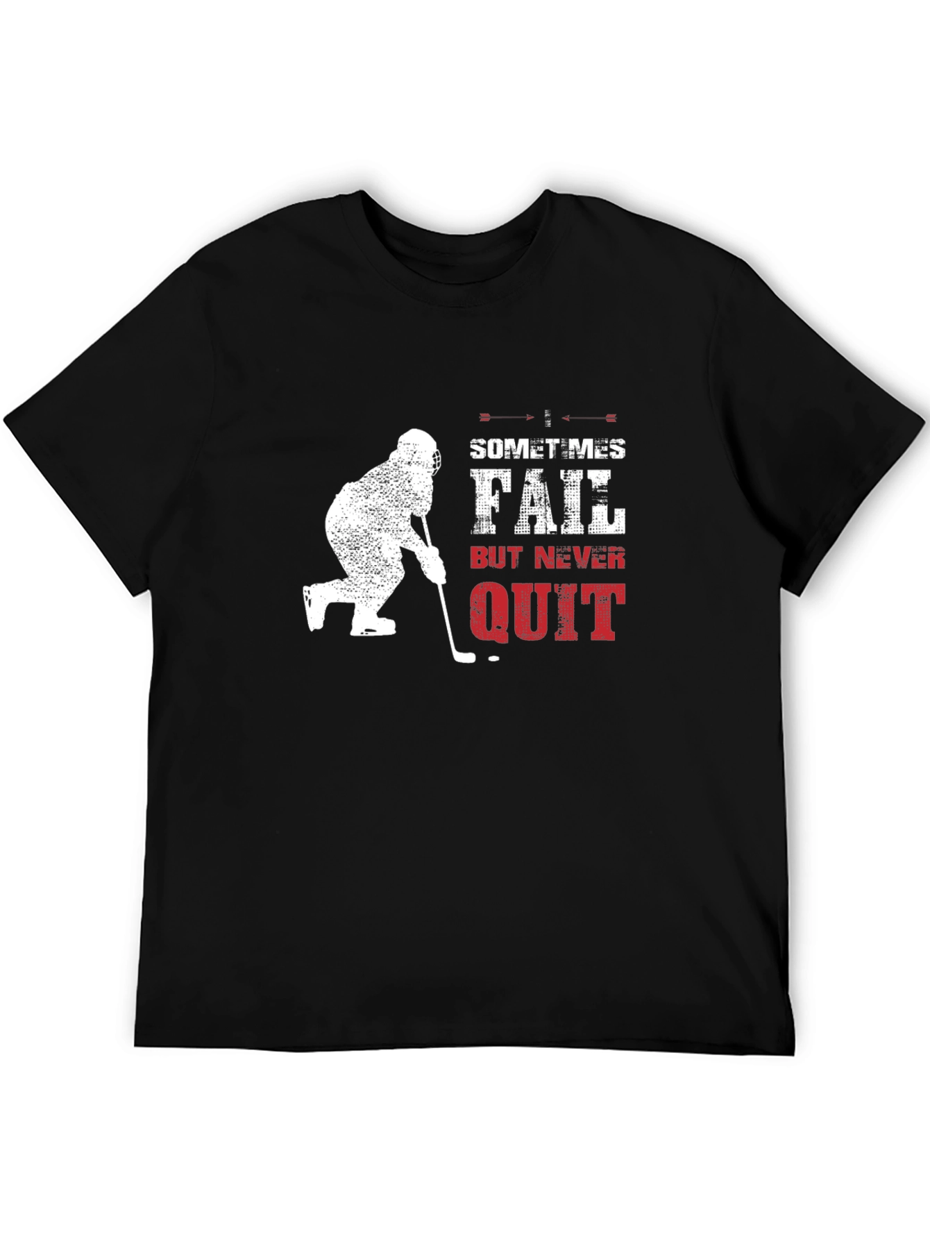 Black Hockey Never Quit Black T-Shirt view 5
