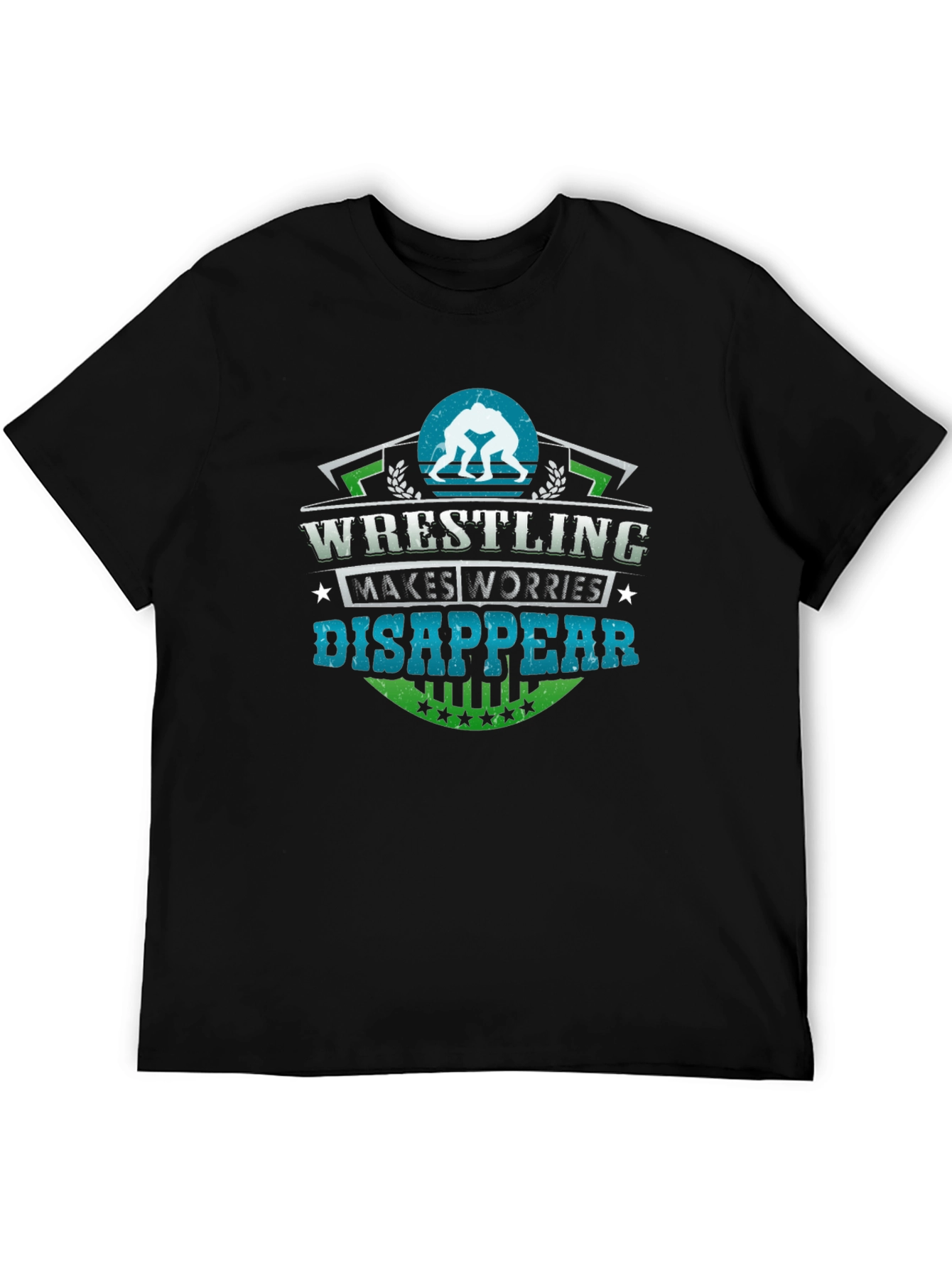 Wrestling Makes Worries Disappear Black T-Shirt - 5