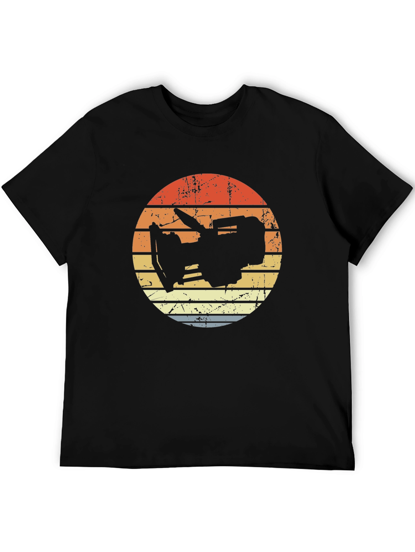 Black Vintage Style Camera Silhouette T-Shirt view 5