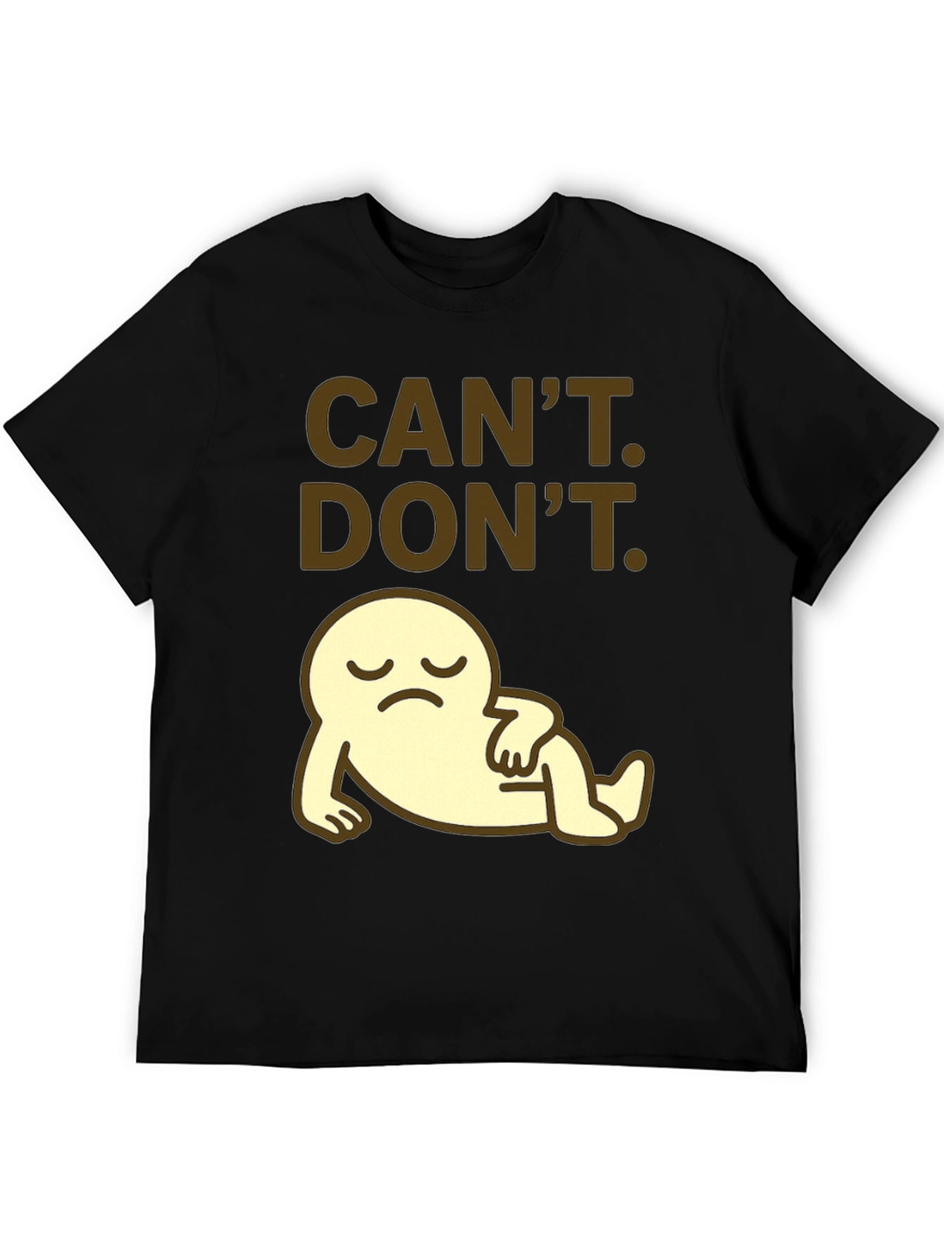 Black Can't. Don't. Graphic T-Shirt - Lazy Cartoon view 5