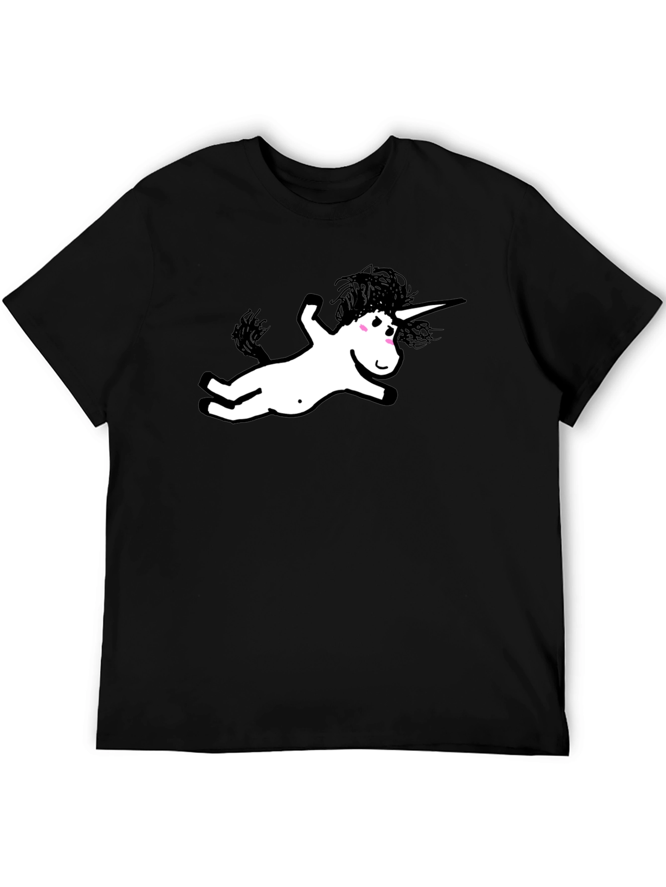 Black Black T-Shirt with Whimsical Unicorn Graphic view 5