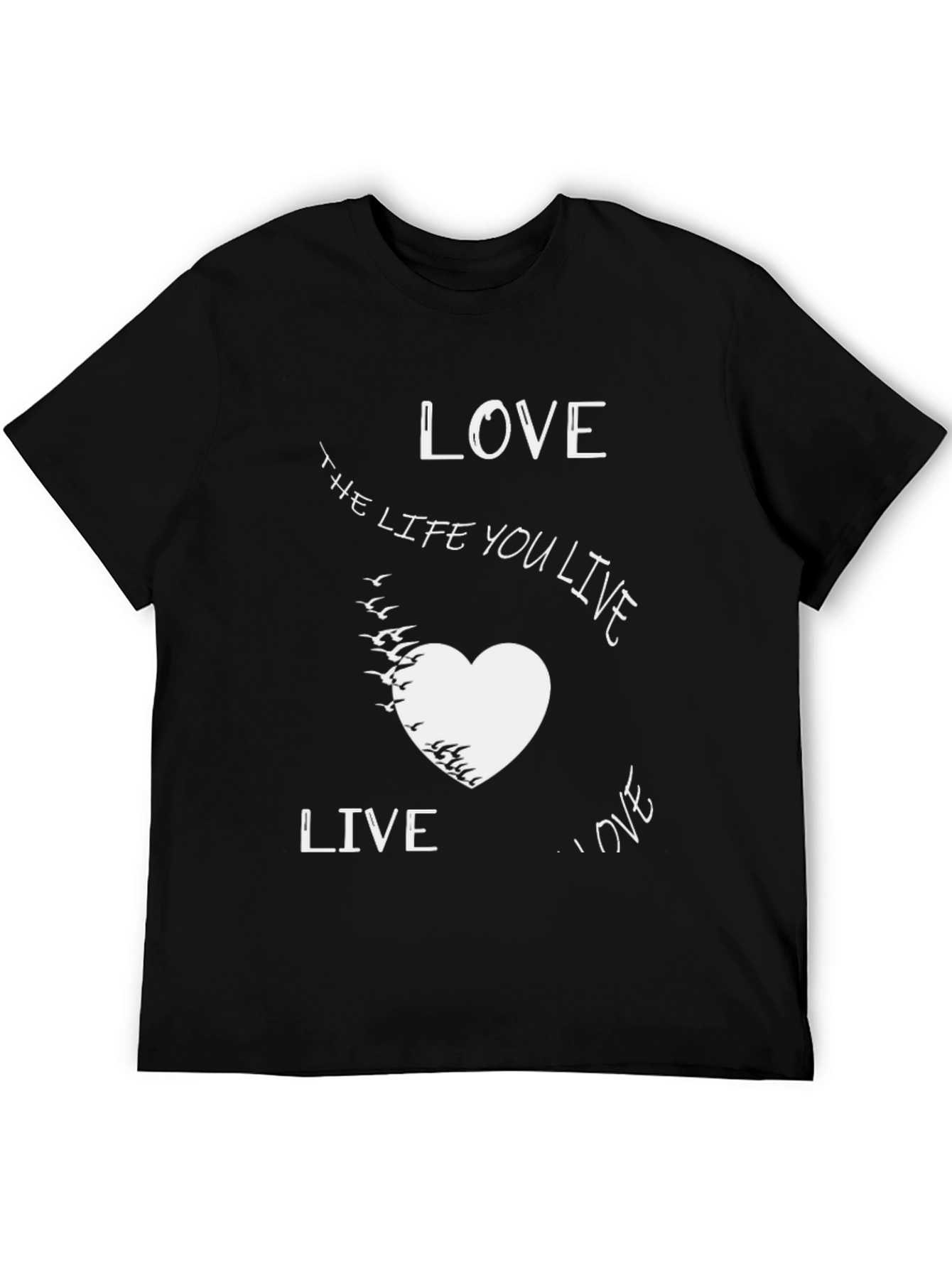 Black Love the Life You Live Graphic Tee - Black Cotton view 5