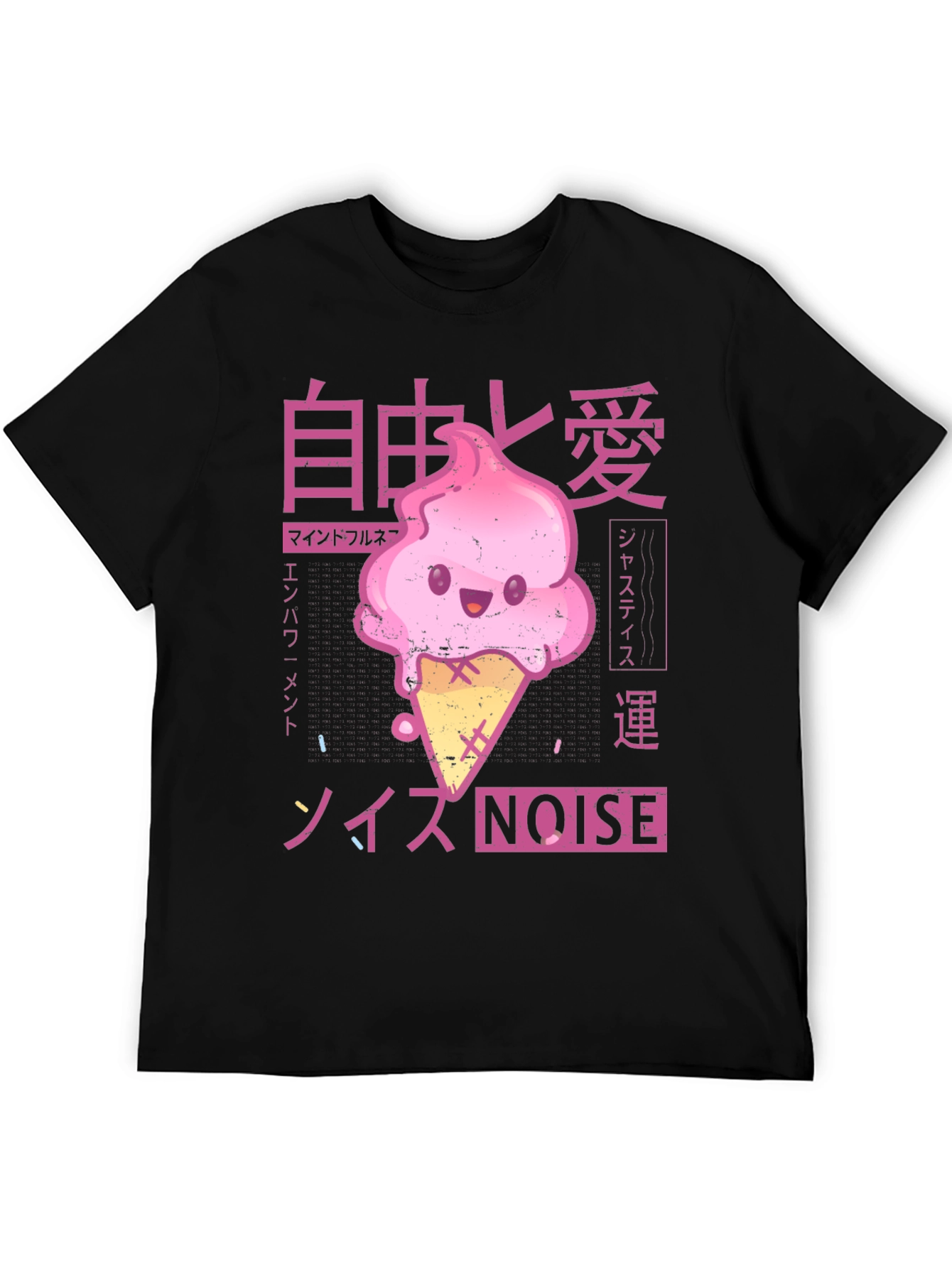 Black Kawaii Ice Cream Anime Graphic T-Shirt view 5