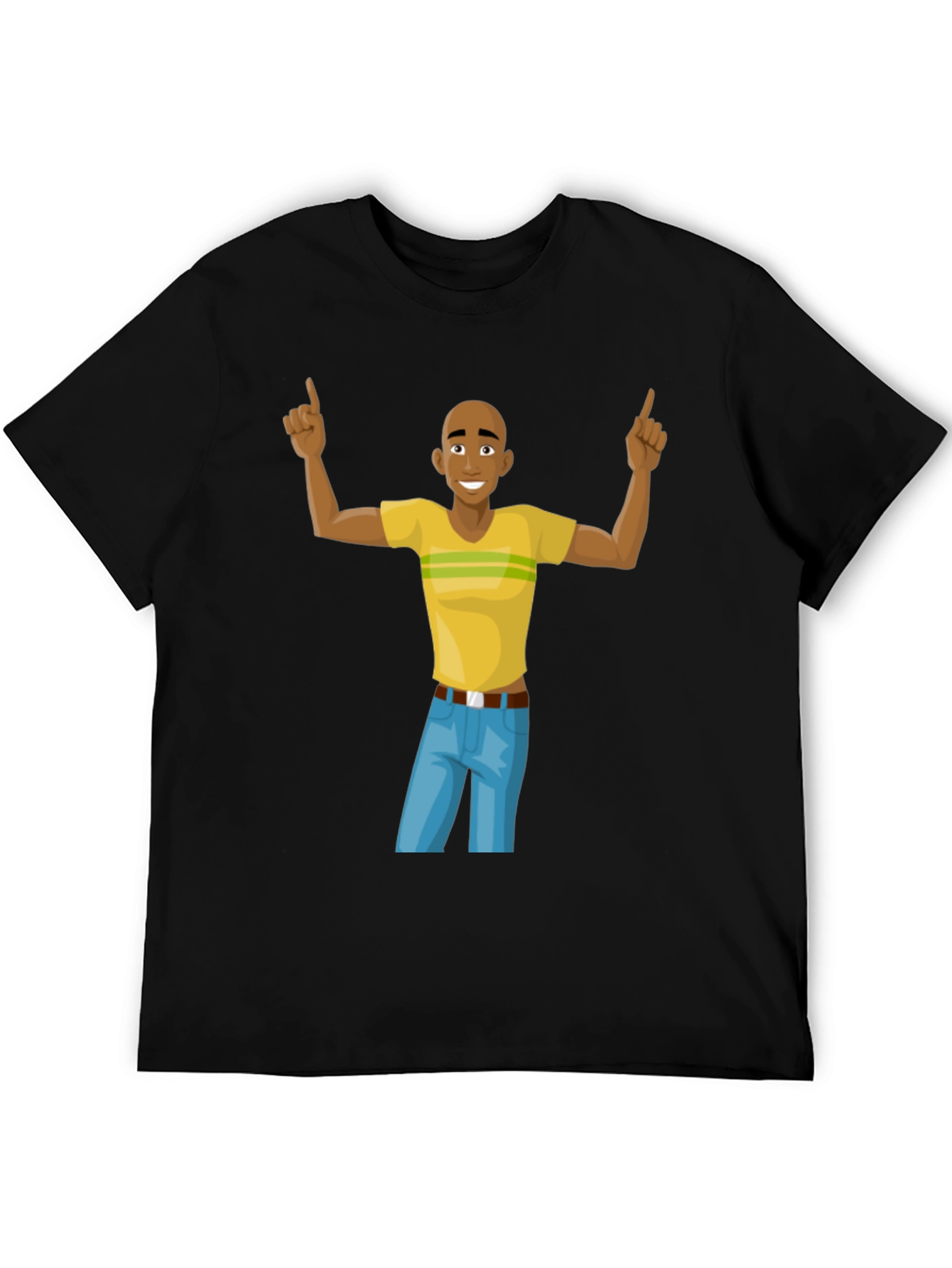 Black Cartoon Man Graphic T-Shirt - Black Cotton Tee view 5
