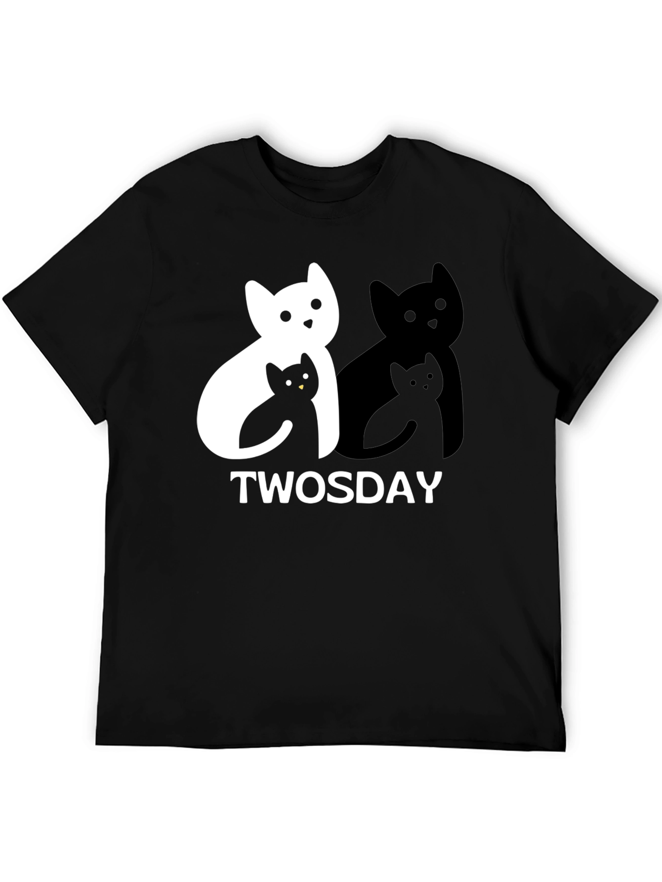 Black Twosday Cat T-Shirt - Black Graphic Tee view 5
