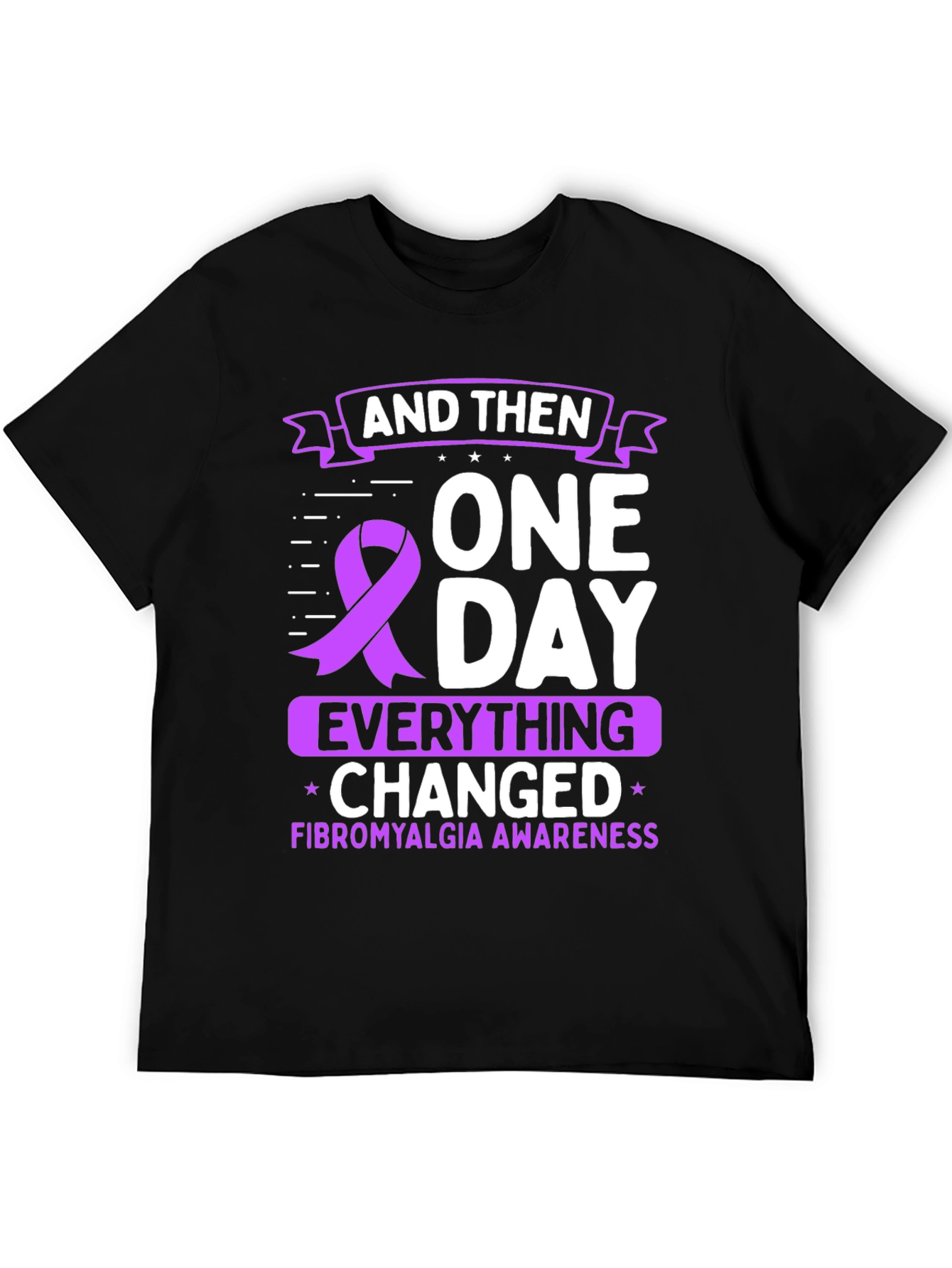 Black Fibromyalgia Awareness T-Shirt view 5
