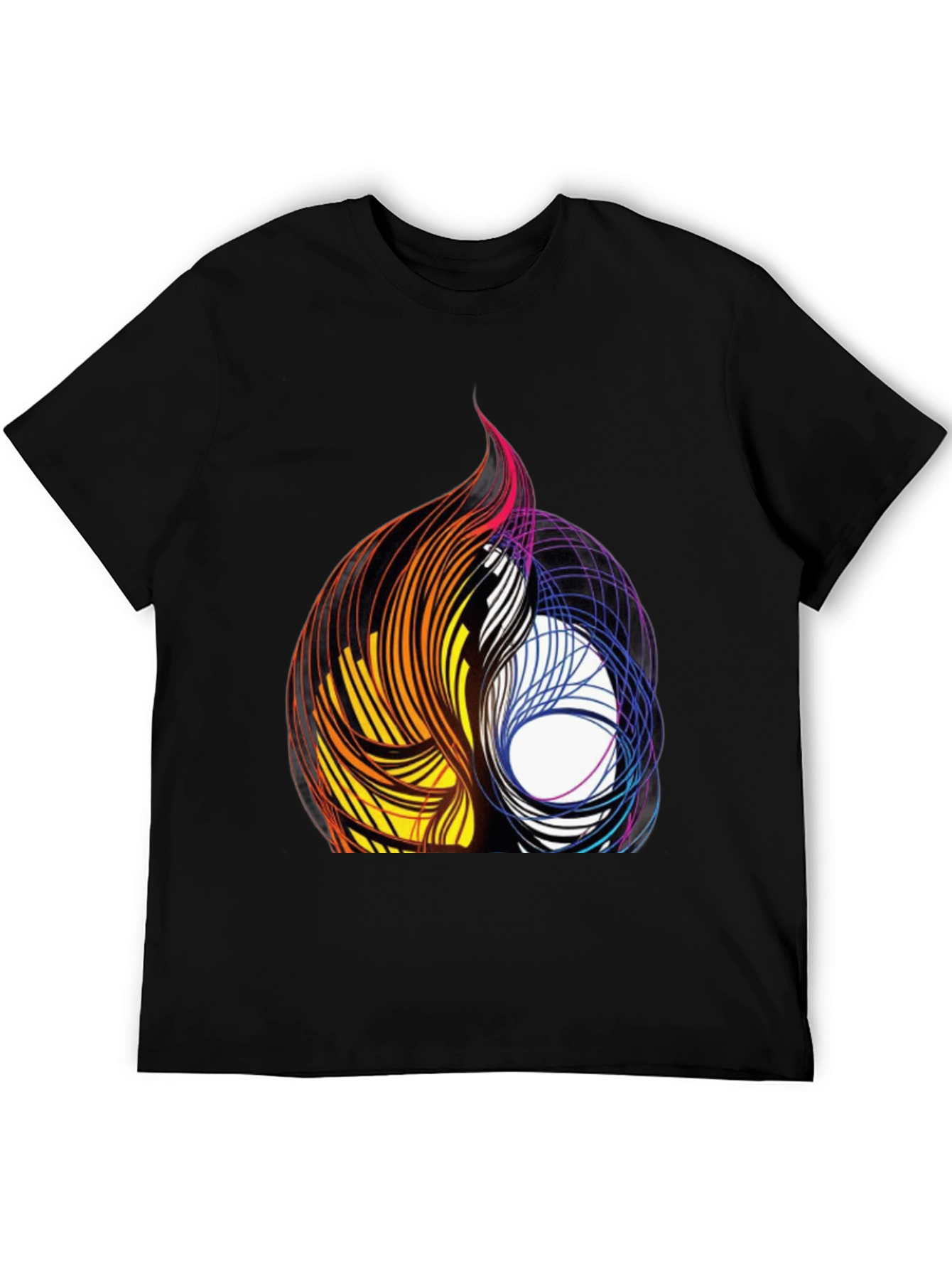Black Abstract Swirl Graphic Black Tee view 5