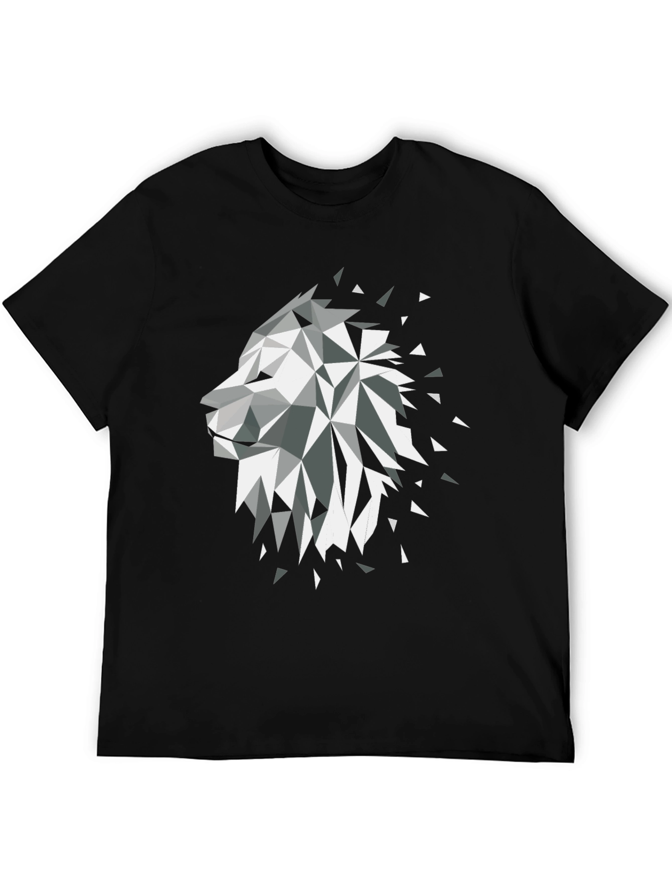Black Geometric Lion Black Graphic Tee view 5