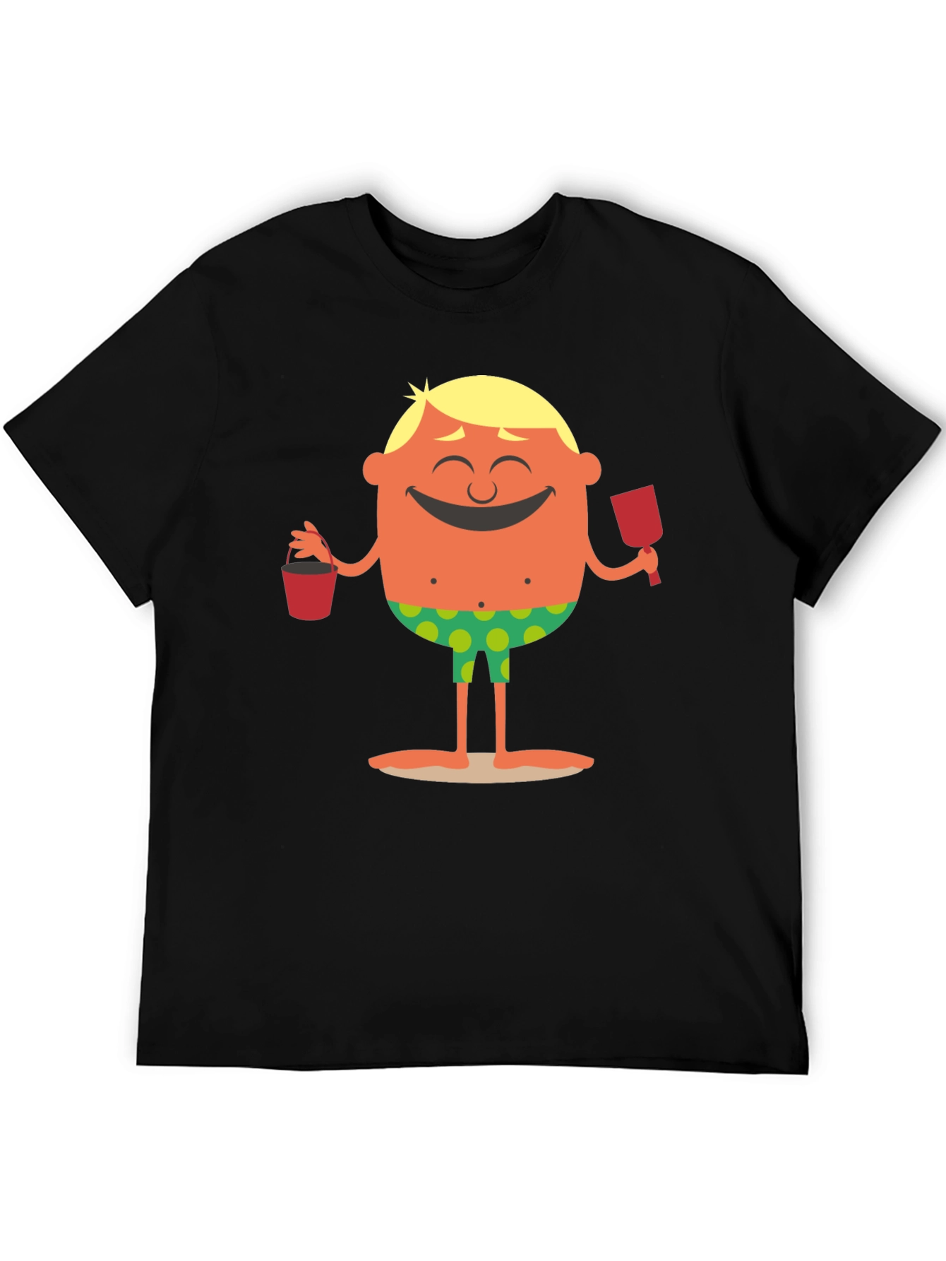 Black Cartoon Beach Dude Graphic T-Shirt view 5