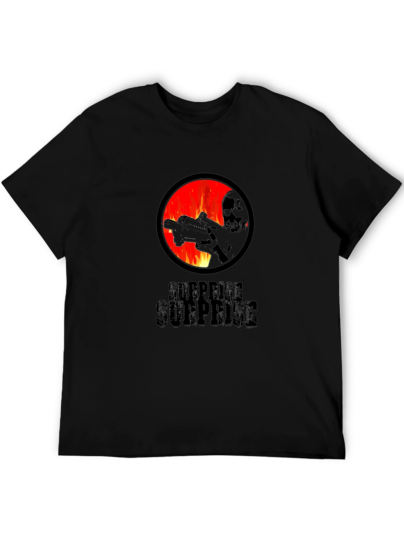 Black Surprise Graphic Tee - Black Cotton Crew Neck view 5