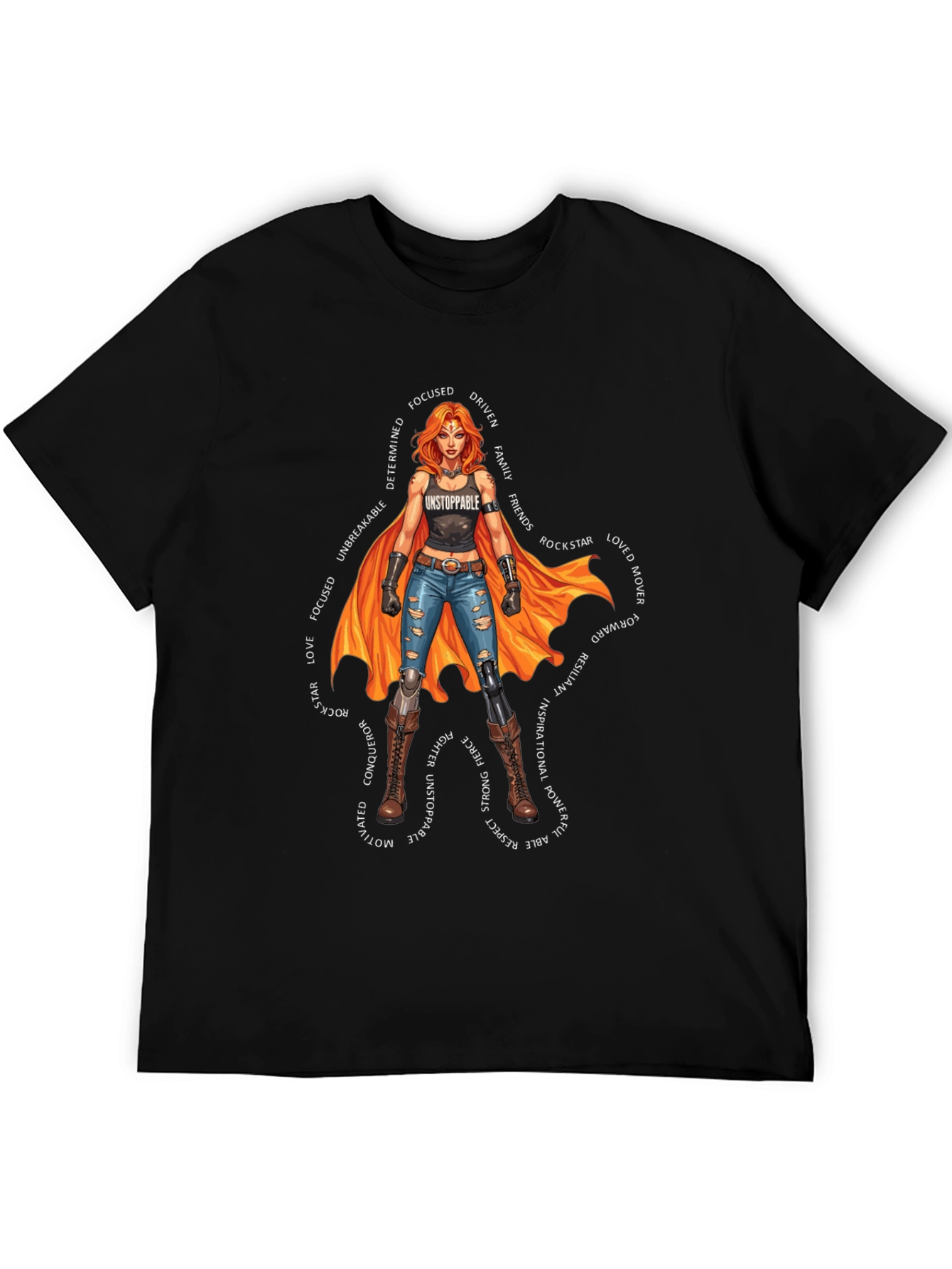 Black Unstoppable Woman Graphic T-Shirt view 5