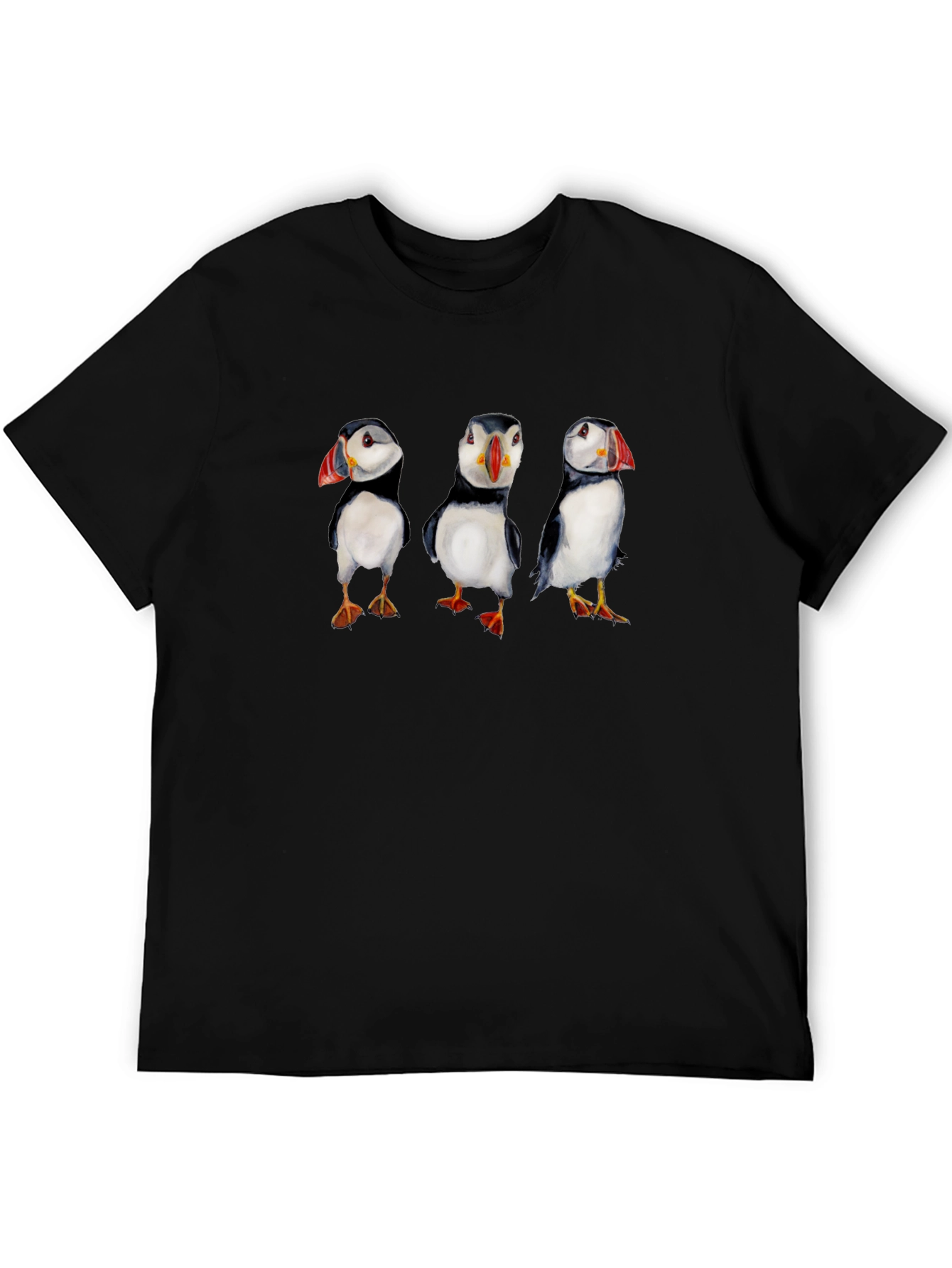 Black Puffin Print Black T-Shirt view 5