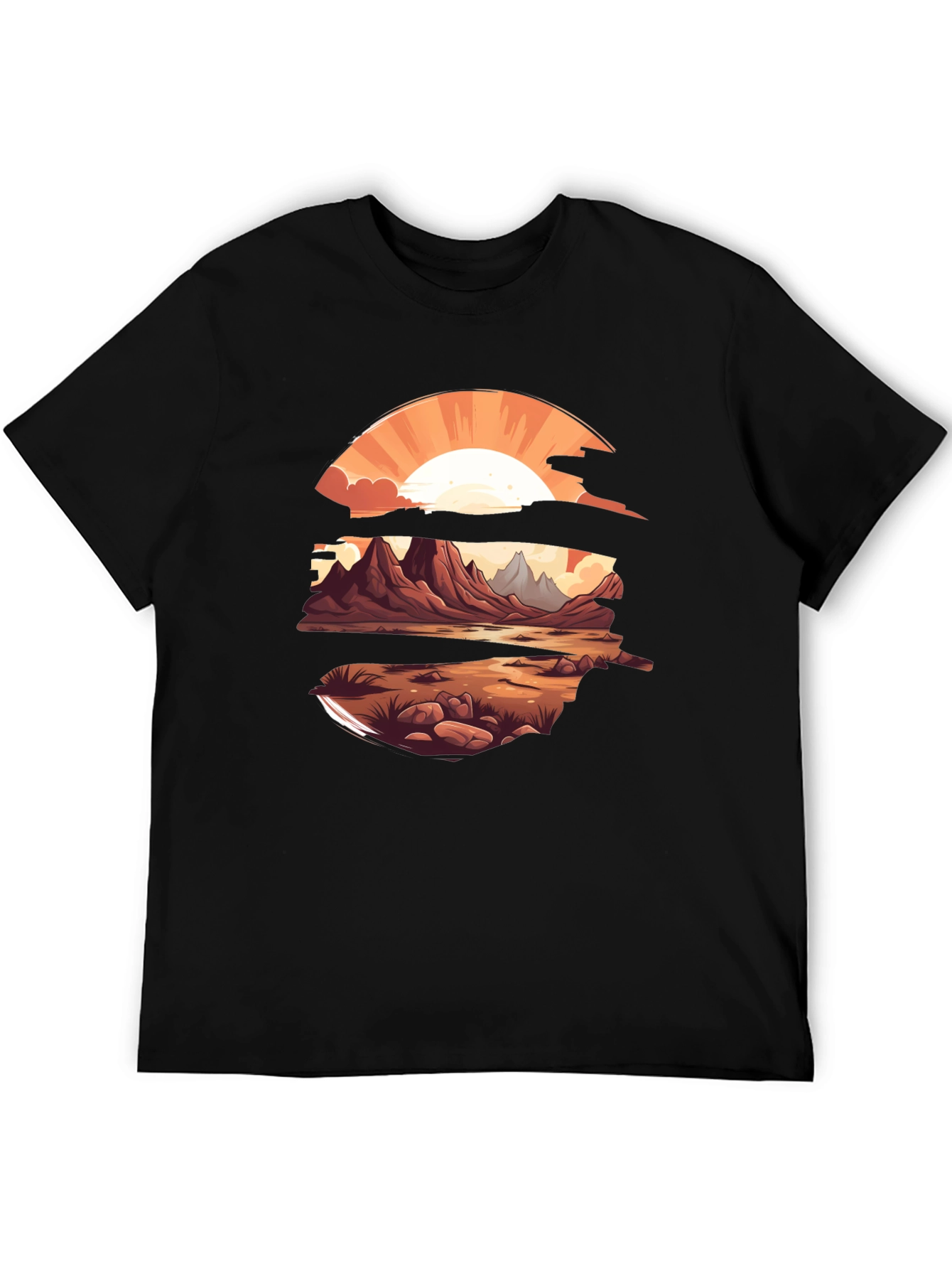 Black Sunset Landscape Graphic Tee - Stylish Comfort view 5