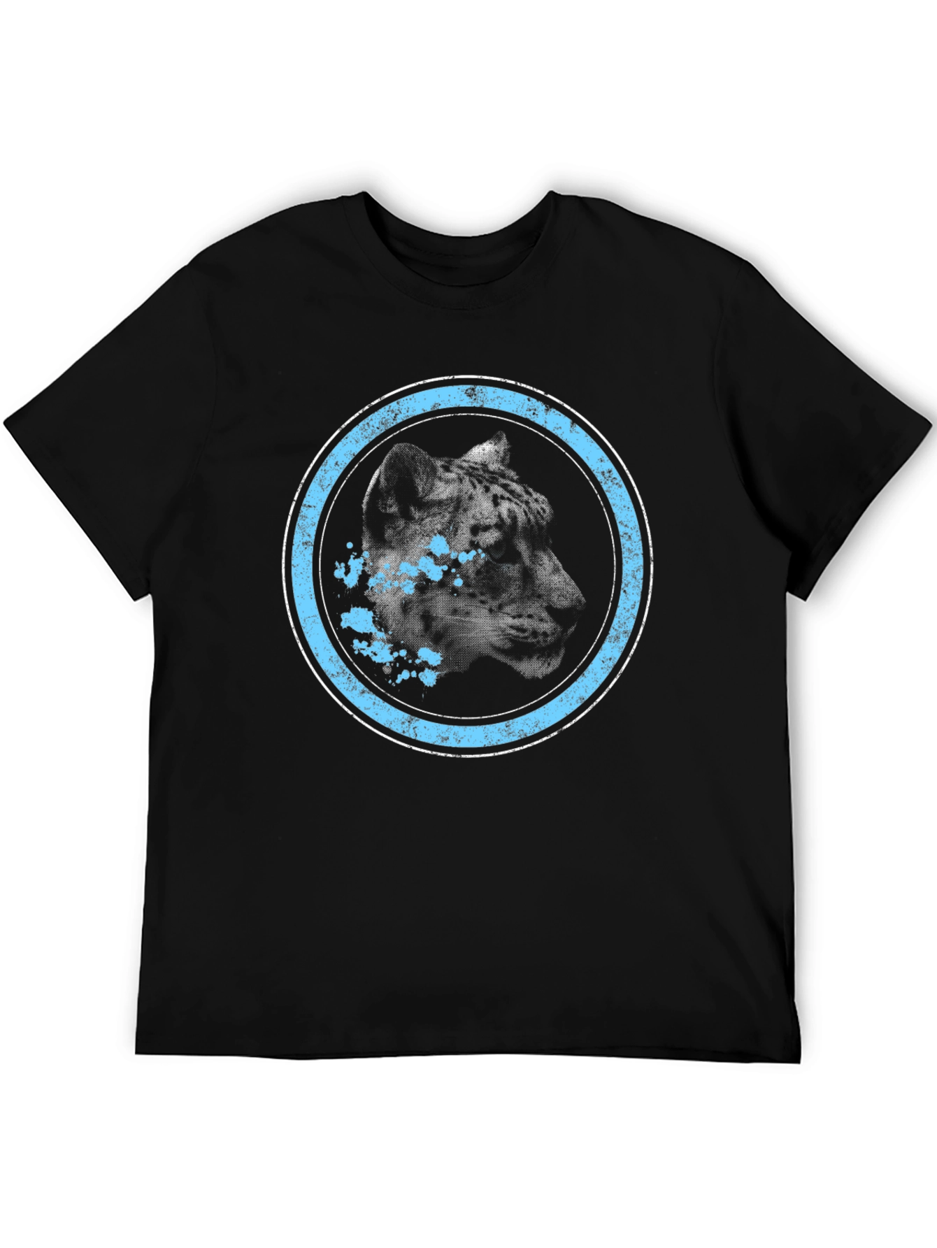Black Leopard Graphic Tee - Distressed Blue Circle Design view 5