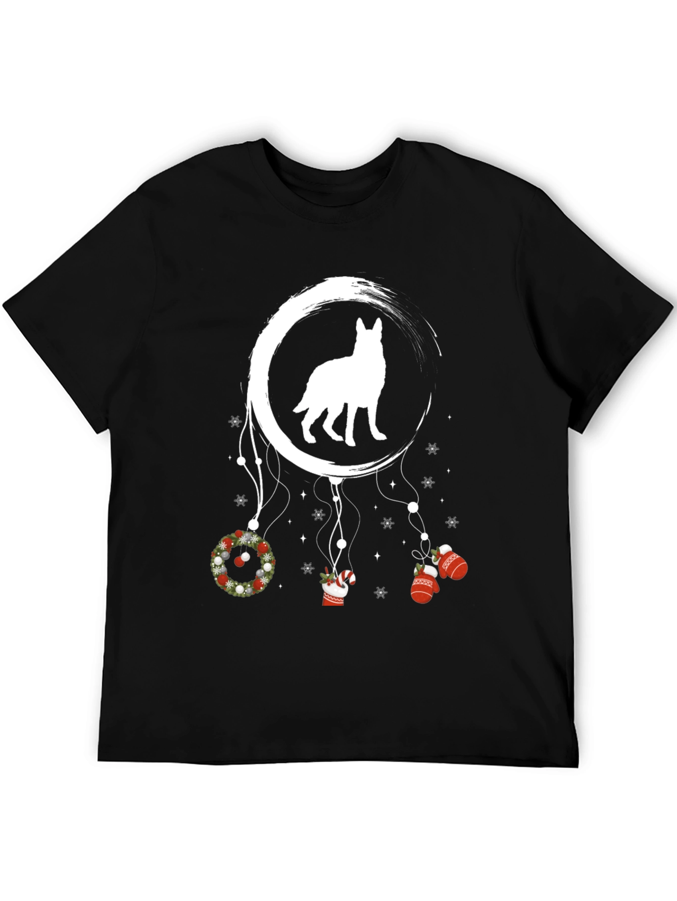 Black Dog Dreamcatcher Christmas T-Shirt view 5