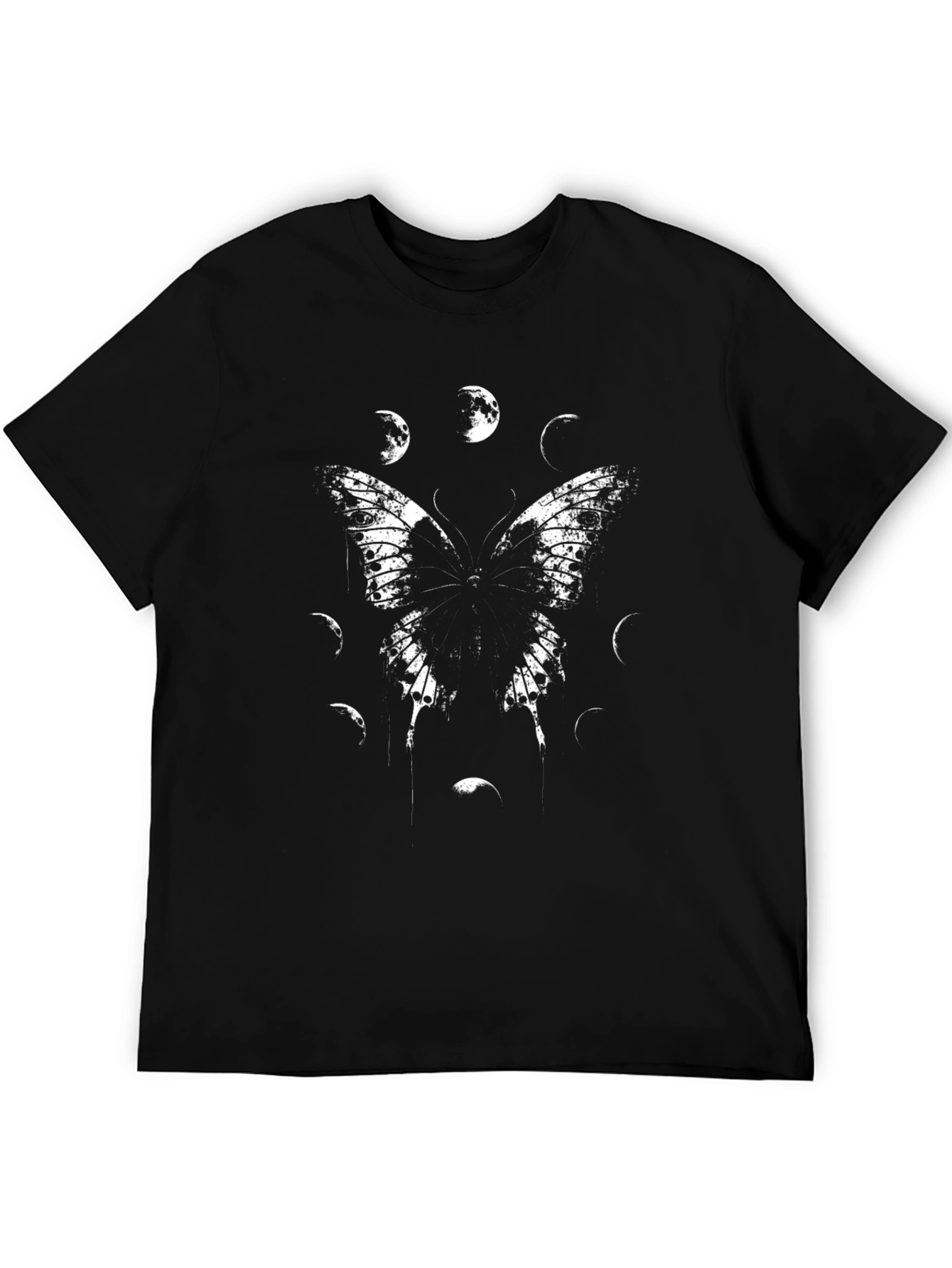 Black Butterfly Moon Phases Graphic T-Shirt view 5