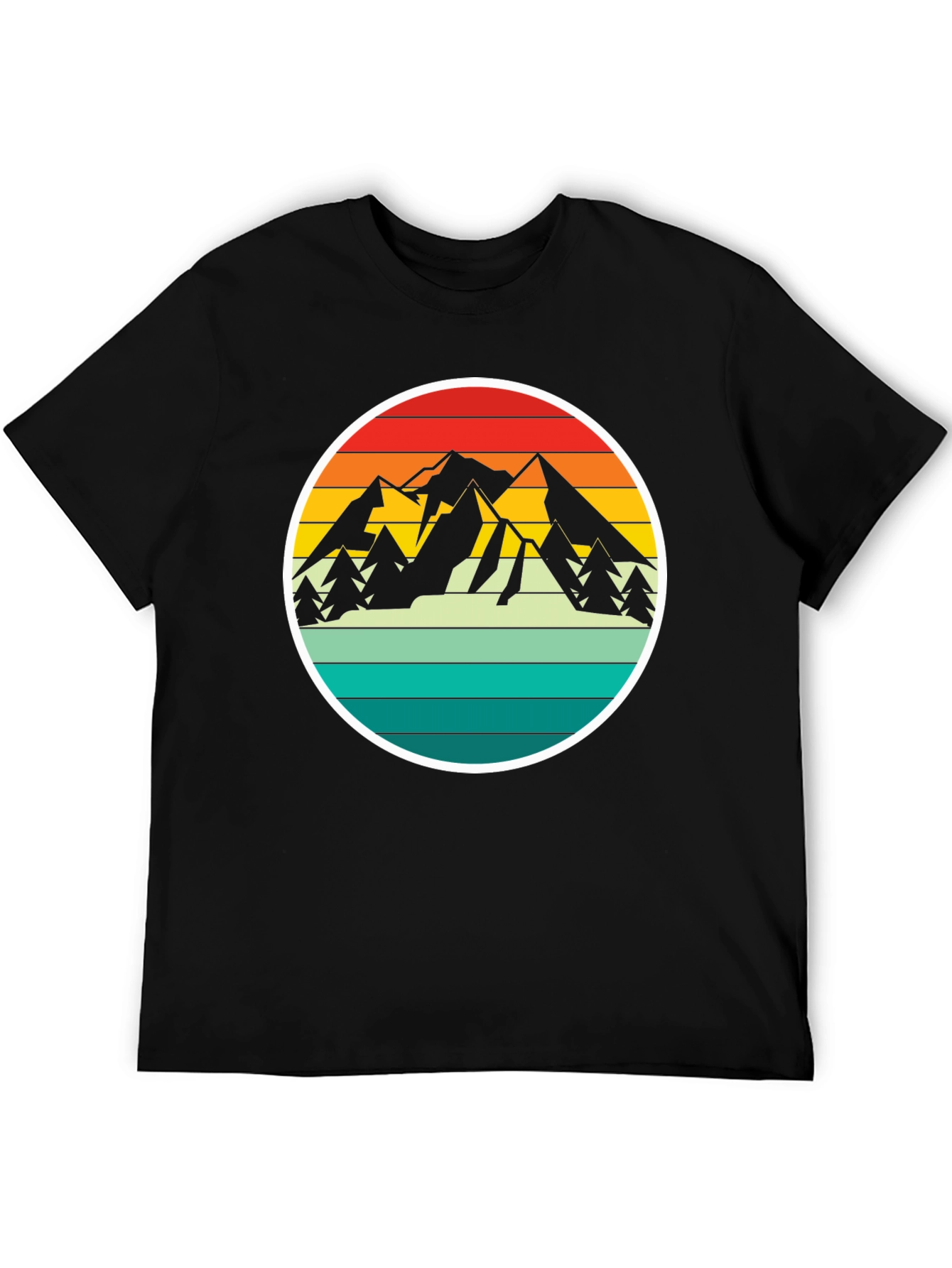 Black Retro Mountain Adventure T-Shirt - Black view 5