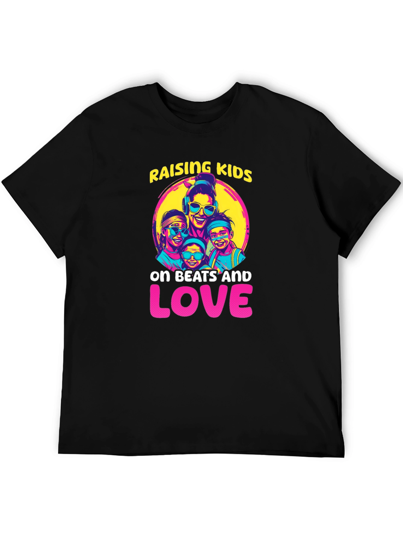 Black Raising Kids on Beats and Love T-Shirt view 5